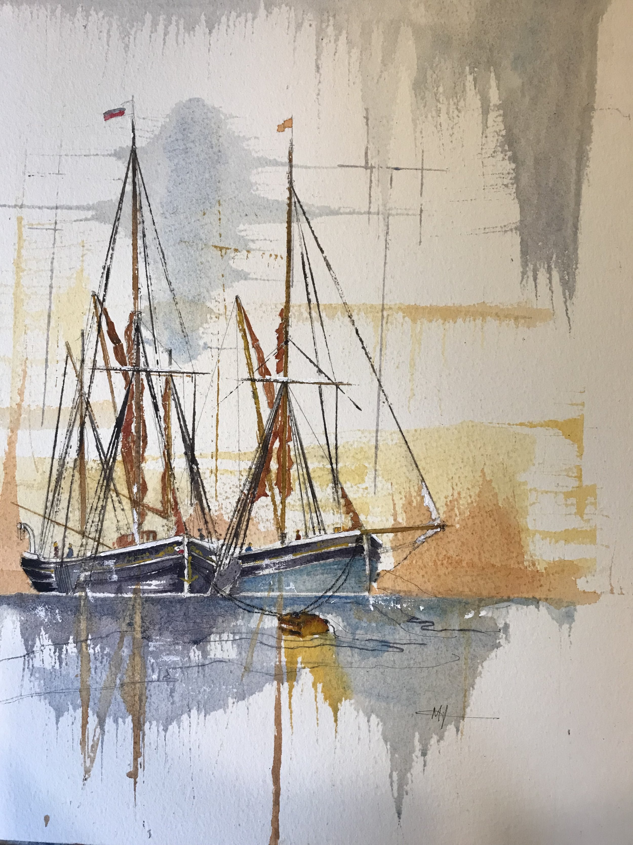 "The turn of the tide" Watercolour and mixed media 50x40 cms