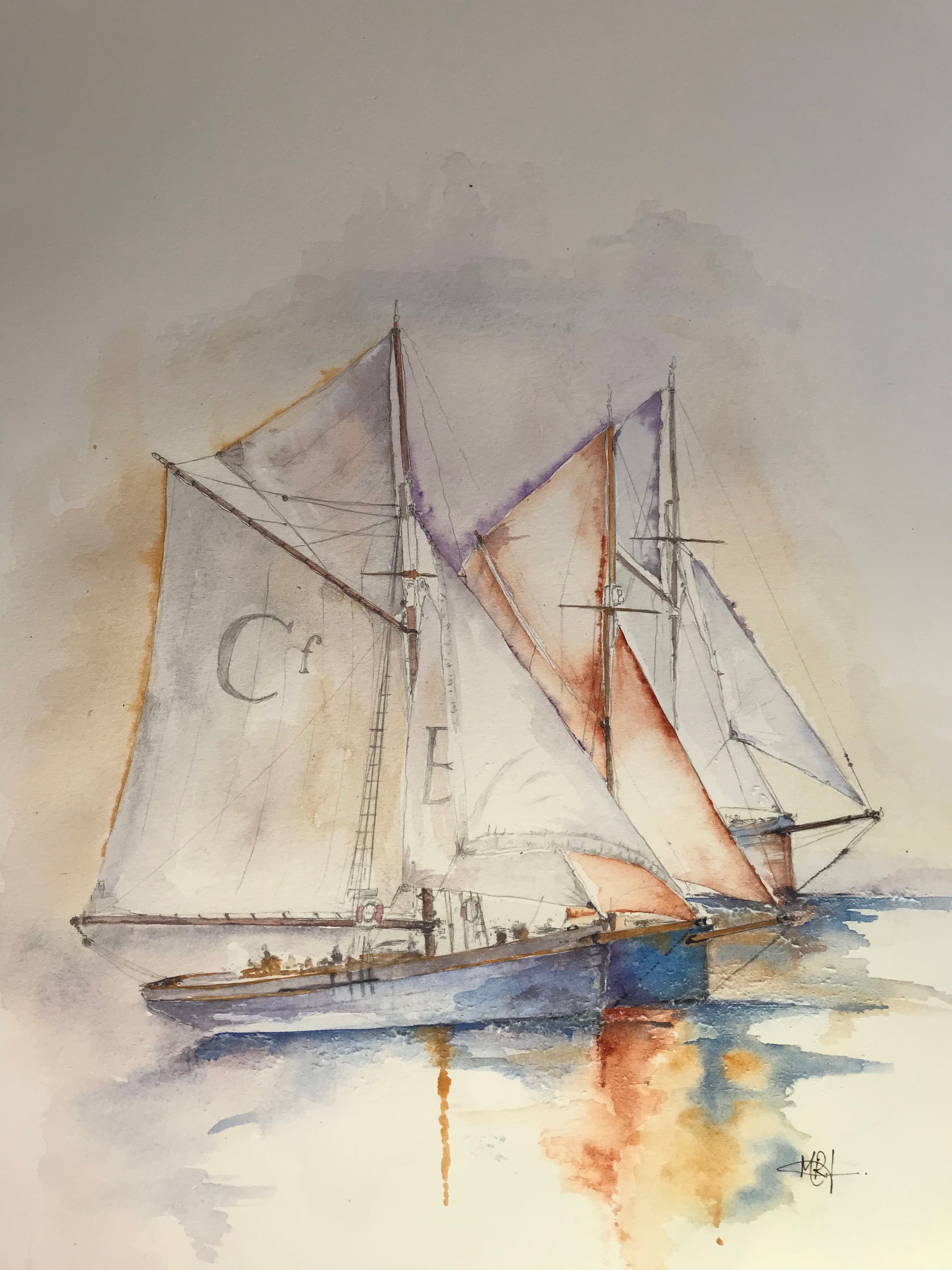 Reflections. An original watercolour.