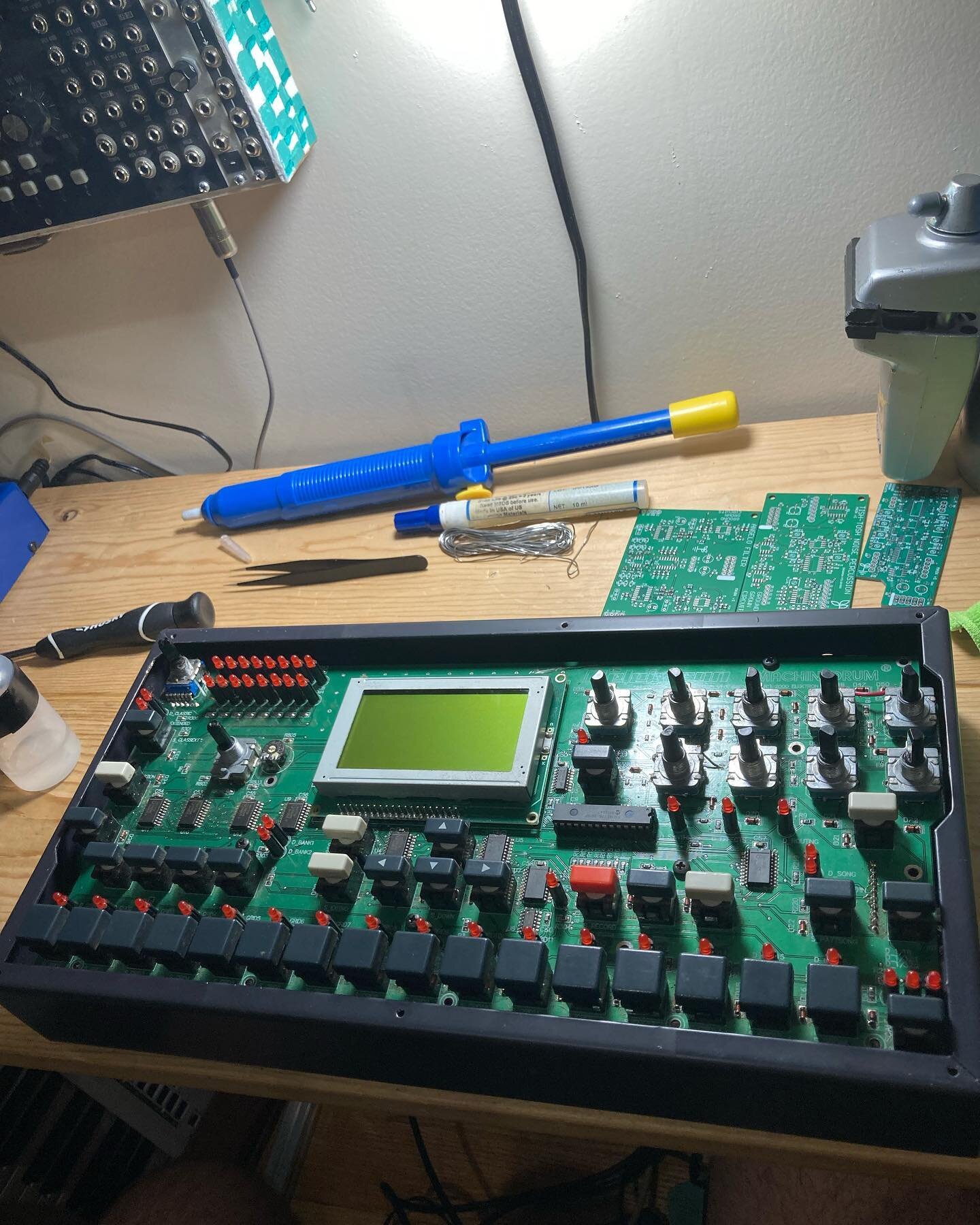 Machinedrum repair, clearly had some hands on it before it came to me. Wouldn&rsquo;t power on and had some trace damage from someone attempting to replace the encoders. 
Sounds great now, available on my reverb page.
#elektron #machinedrum #drummach