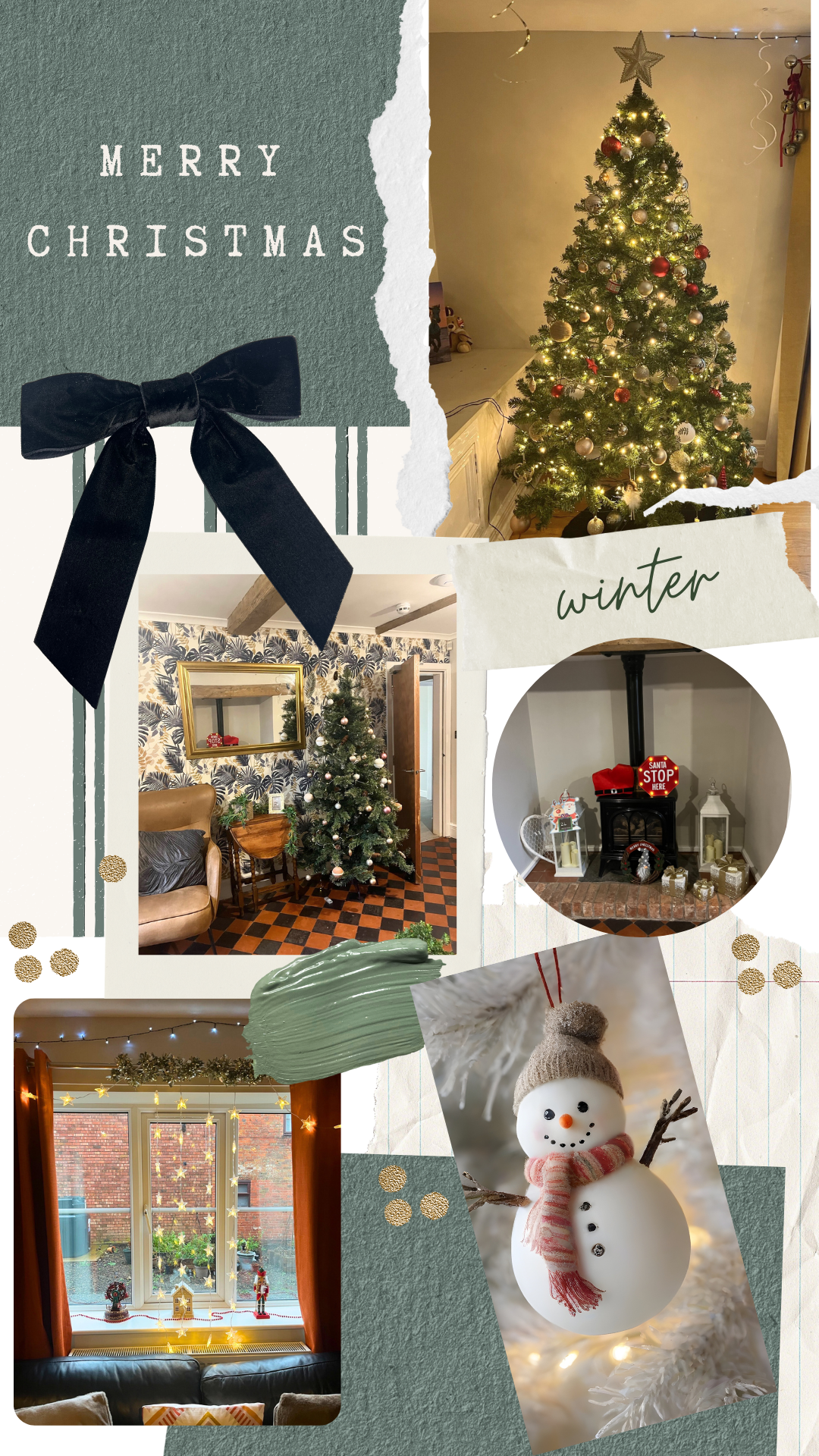 Green Aesthetic Winter Photo Collage Christmas Phone Wallpaper.png