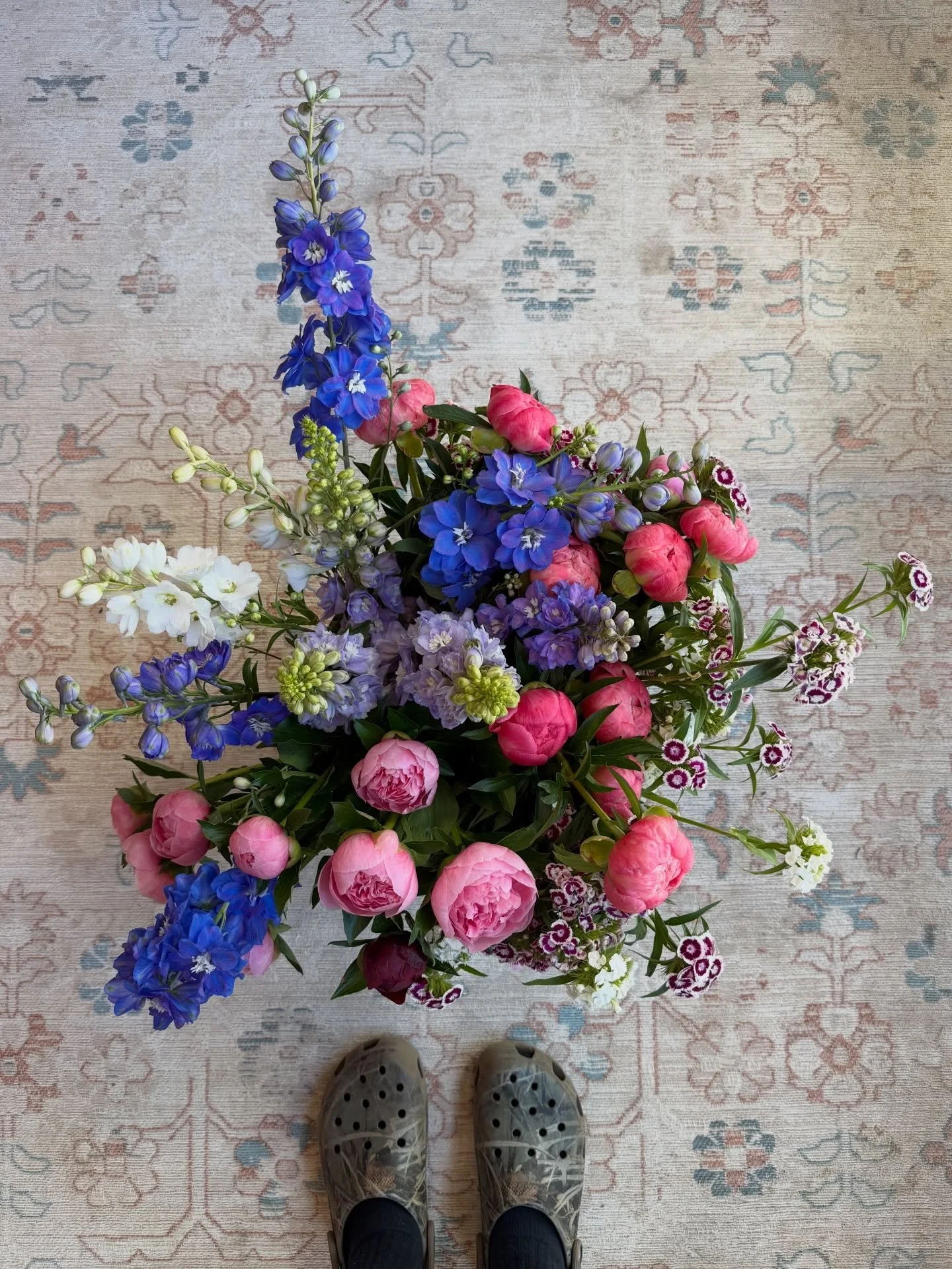 A little sneak peek of what will be in our Mother&rsquo;s Day bouquets 💐💐💐 Peonies, delphinium, dianthus galore 😍

Preorder now for May 9 pickup through the link in our bio, and come see us in the shop this week&mdash;open today through Friday 12