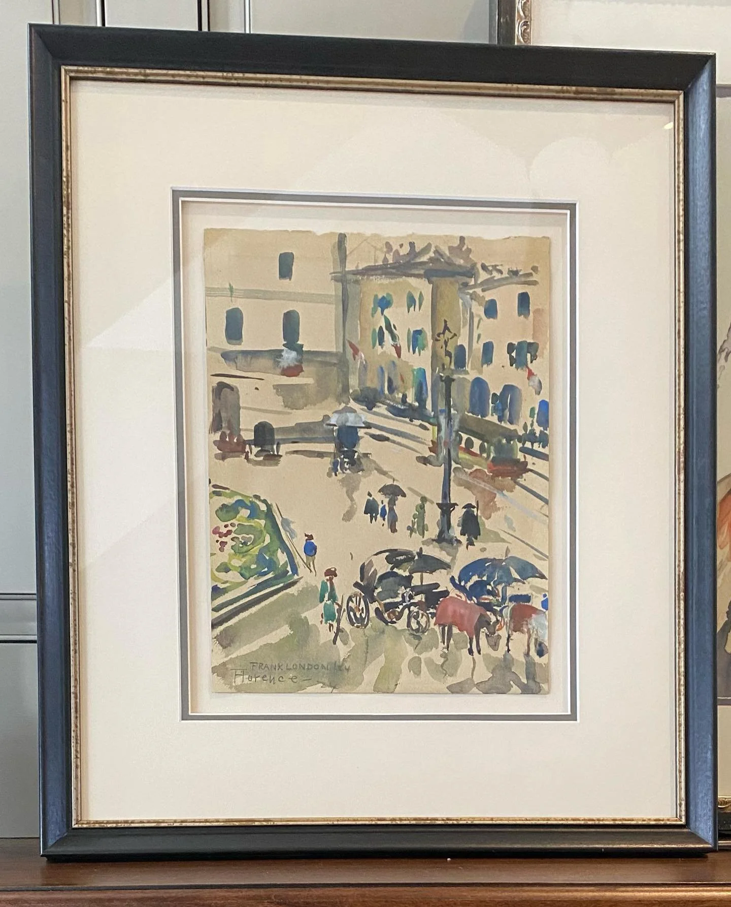 SOLD
The Piazza de Santa Maria Novella (Florence, Italy)
watercolor by Frank London 1924
Image Size 10 x 13
Framed 16 x 20