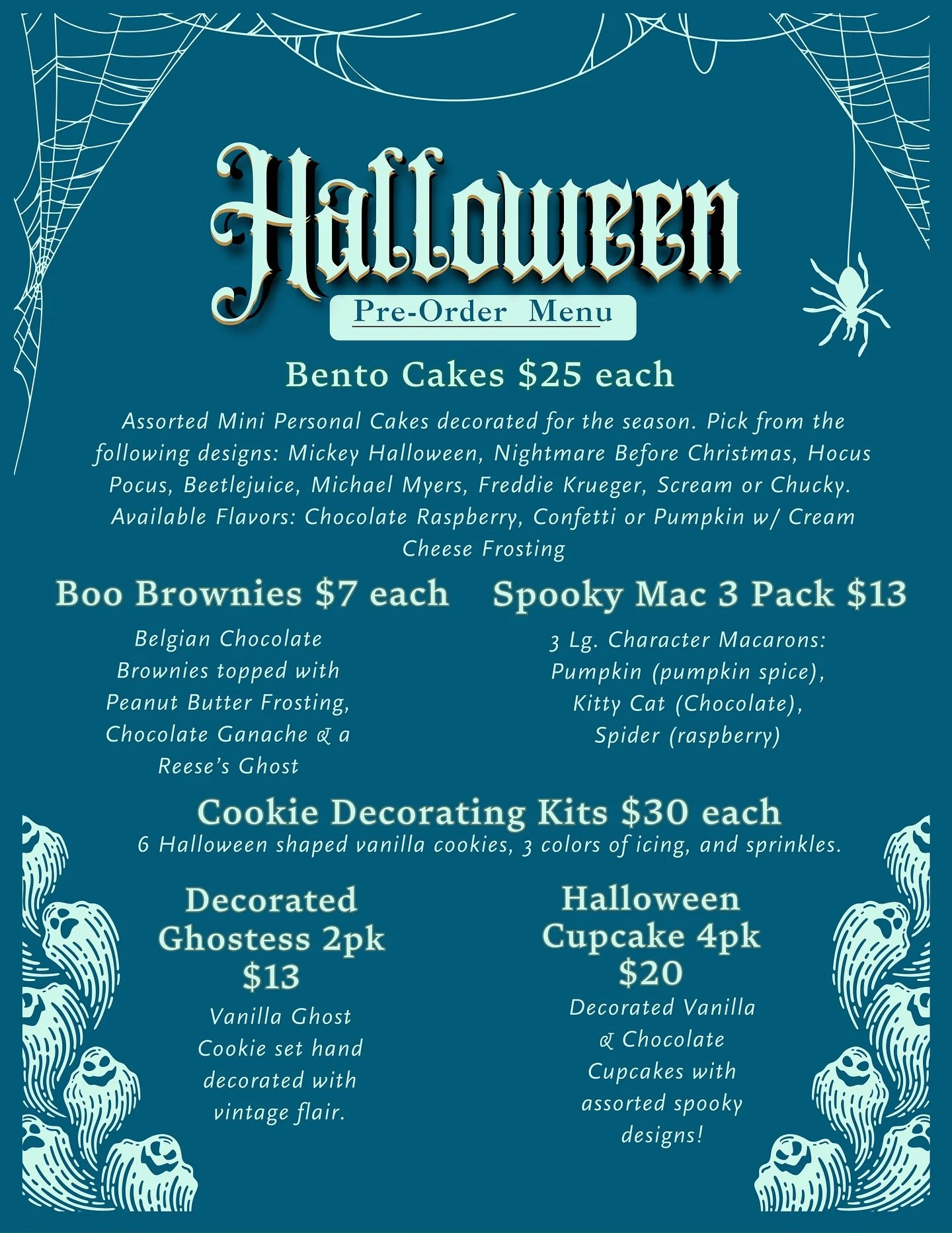🎃 HALLOWEEN PRE-ORDERS ARE LIVE! 👻
Our spooky-sweet treats are back — the ultimate way to celebrate spooky season! 🍪🕸️
Pre-orders are first come, first serve, and we’ve got limited spots available.
✨ Pick-up: Thursday, October 30th,