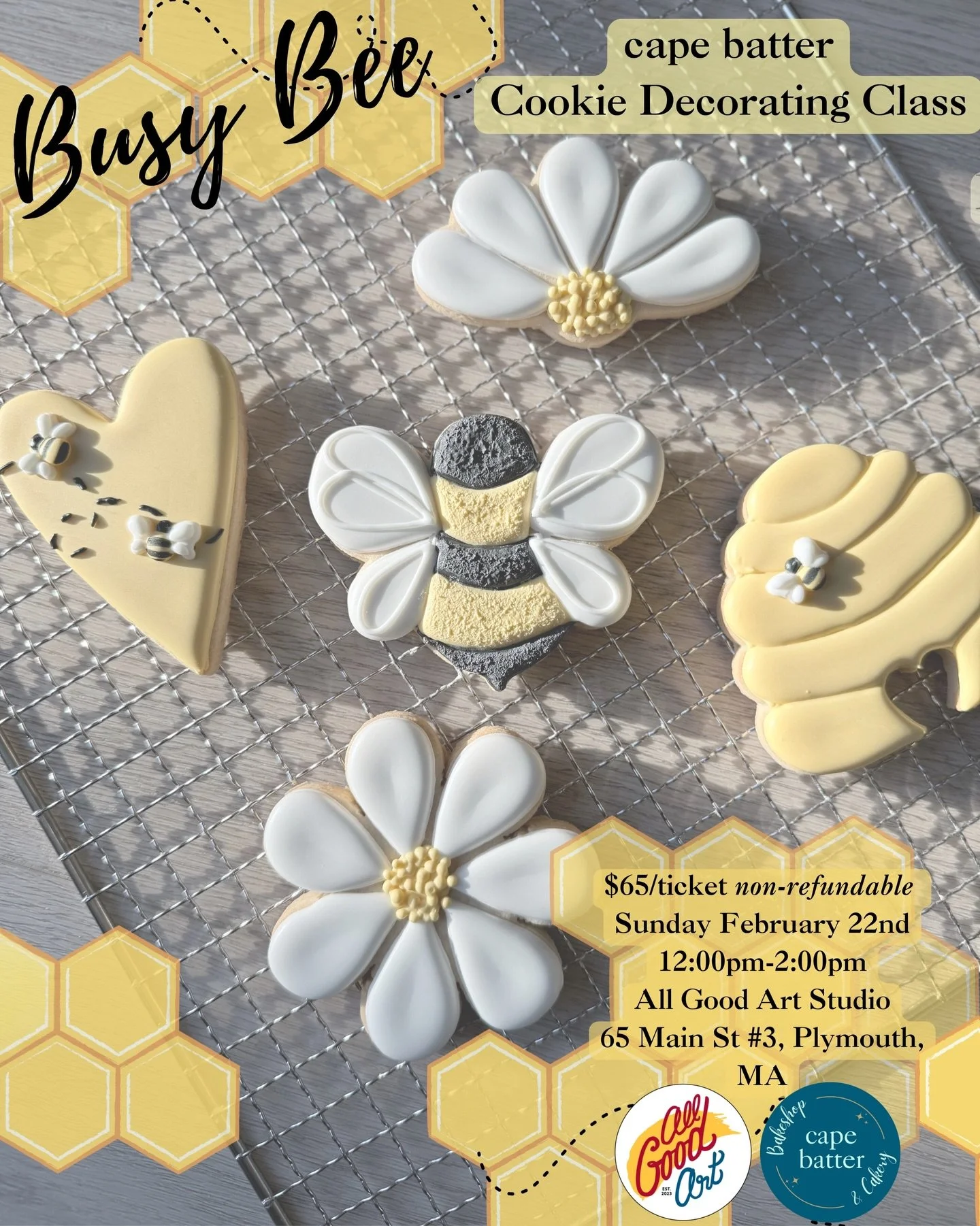 Spots still an available for our &ldquo;Busy Bee&rdquo; cookie decorating class at @allgoodartstudio this coming Sunday 2/22 from 12-2pm!

Perfect fun to relax on a Sunday afternoon and spread a little Spring Magic made by YOU 🐝

Just visit our site