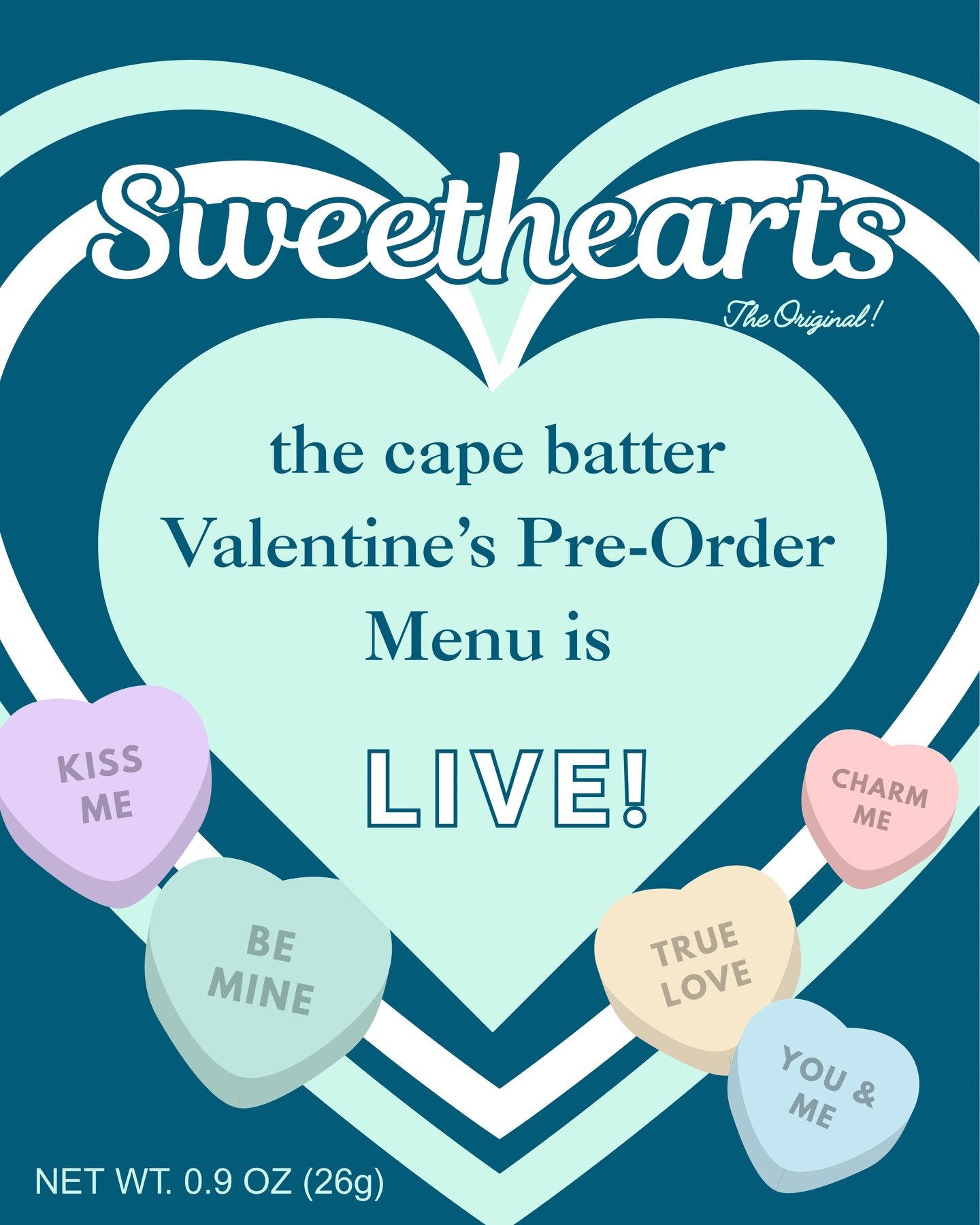 💌 Our Valentine&rsquo;s Day Menu is officially live 💌
Inspired by the iconic Sweethearts candy&mdash;flirty, nostalgic, and made to share (or not 😉).

✨ On the menu:
🎨 Paint-Your-Own Valentine Cookie &mdash; comes with a paintbrush, fun for kids 