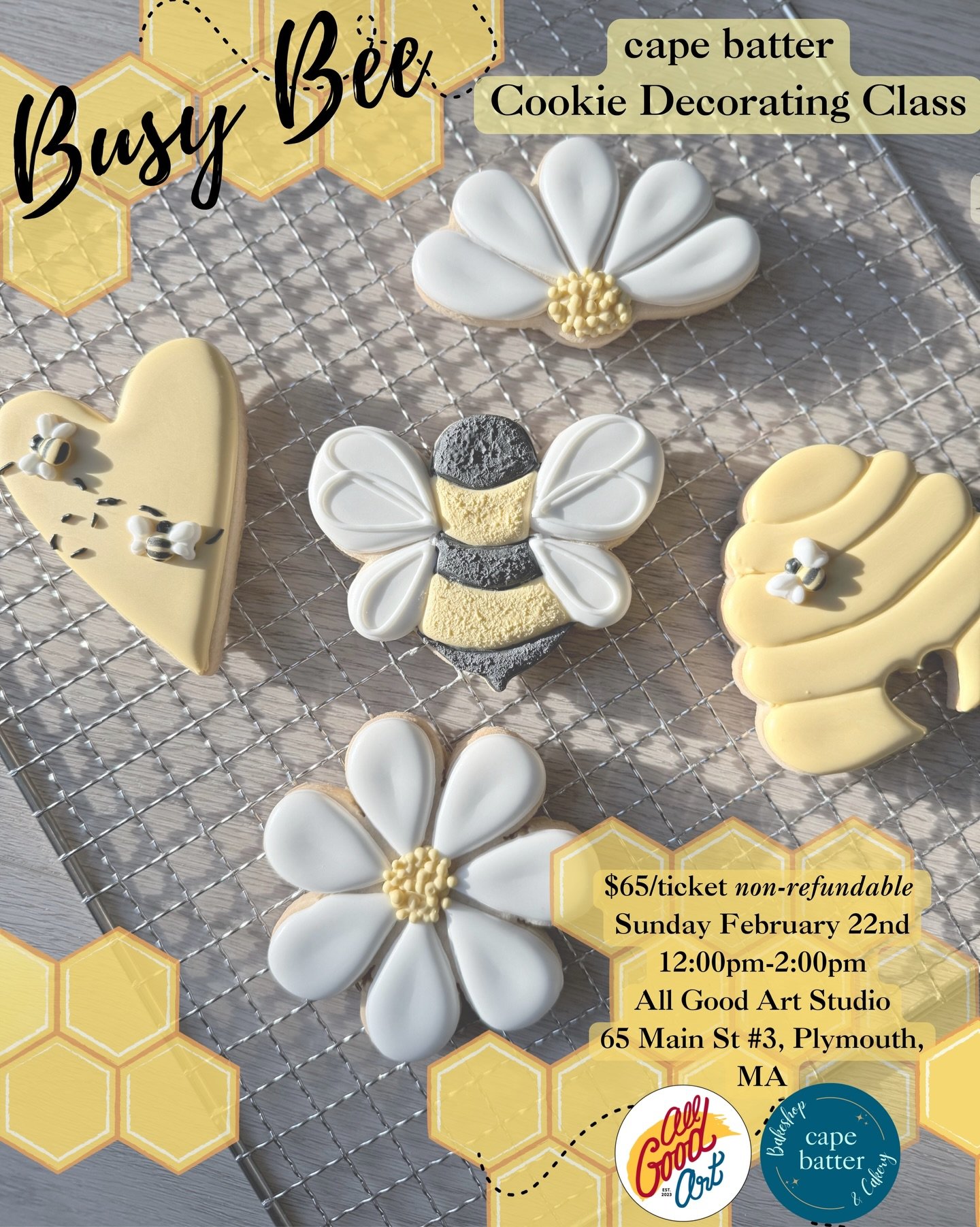 Spots still an available for our &ldquo;Busy Bee&rdquo; cookie decorating class at @allgoodartstudio this coming Sunday 2/22 from 12-2pm!

Perfect fun to relax on a Sunday afternoon and spread a little Spring Magic made by YOU 🐝

Just visit our site