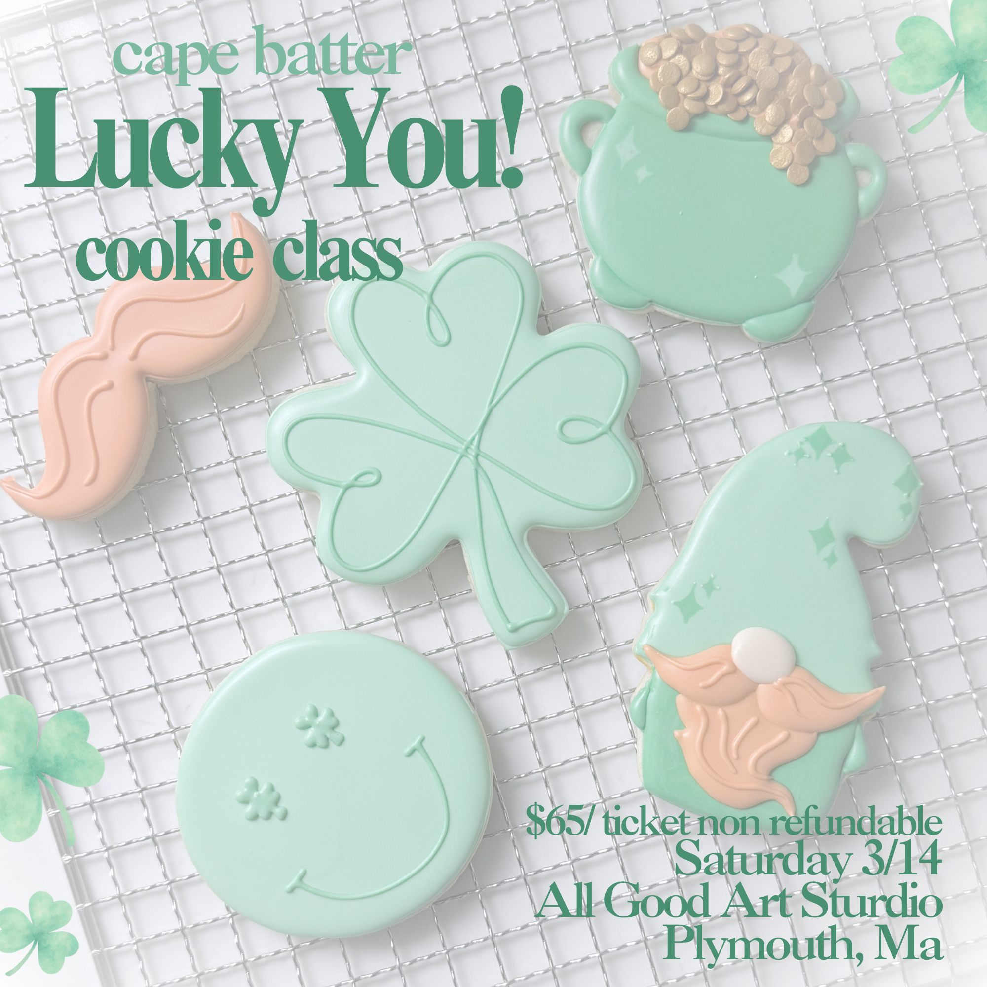 cape batter Lucky You! Cookie Decorating Class