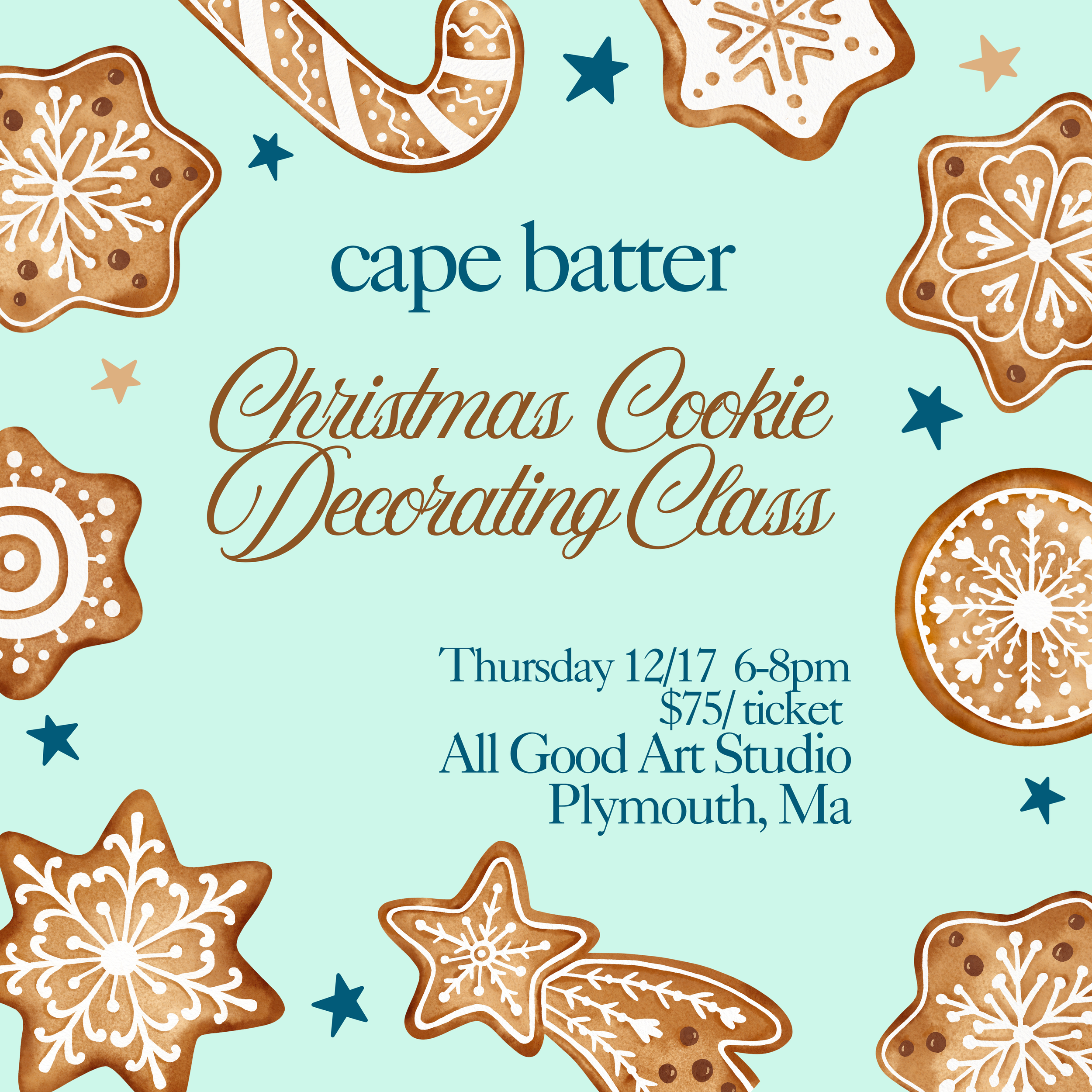 Thursday December 17th Christmas Cookie Decorating Class