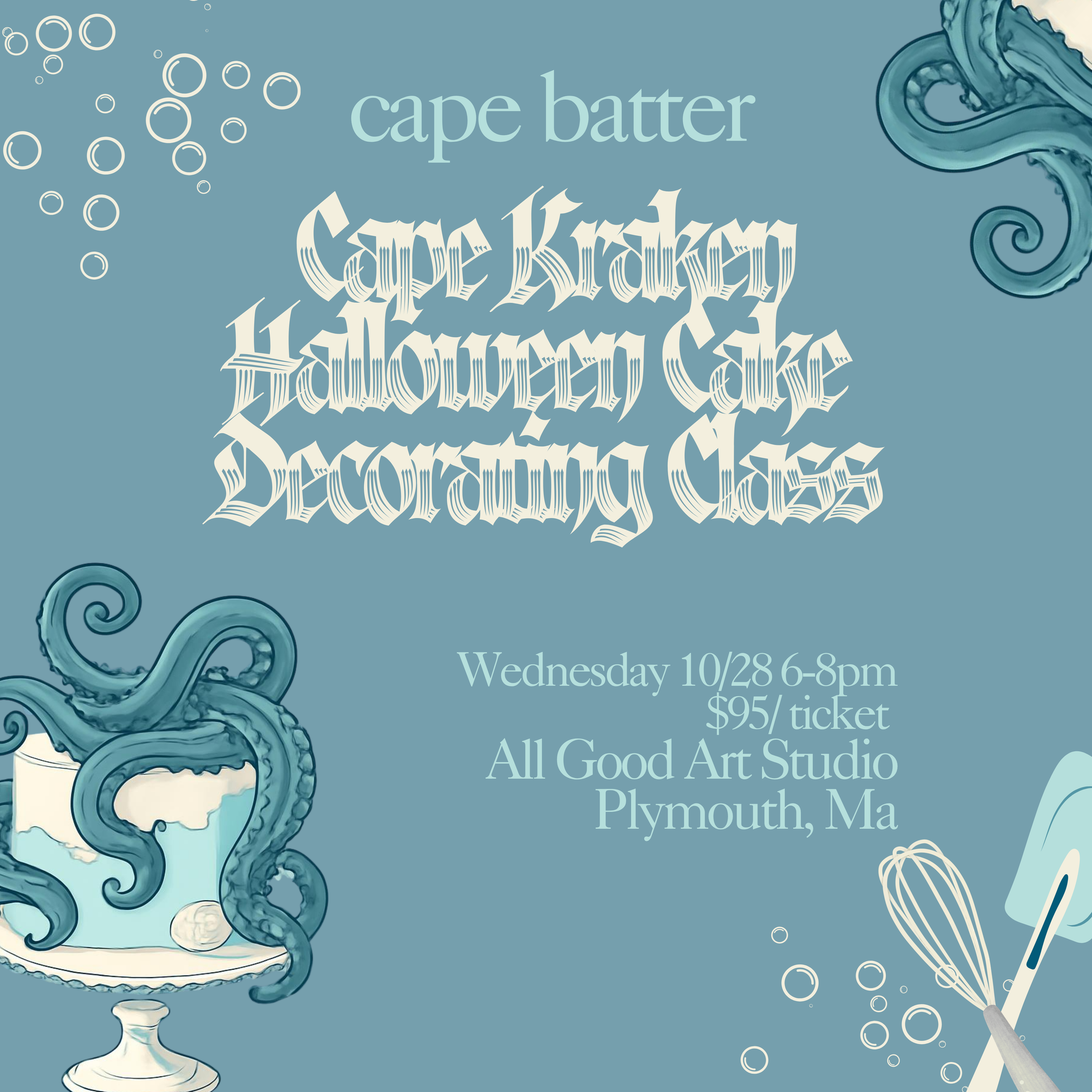 Wednesday October 28th Cape Kraken Halloween Cake Decorating Class