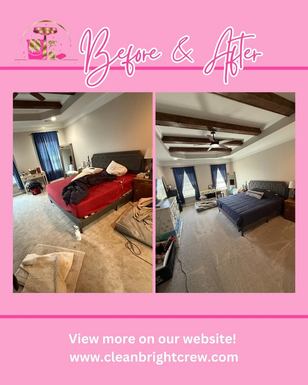 From chaos to calm. ✨ 
There's nothing more satisfying than a complete room reset. We're here to help you reclaim your space! Ready for your own before & after? 
Visit our website to book your cleaning!
#NorthALCleaning #CleanBrightCrew #HomeT