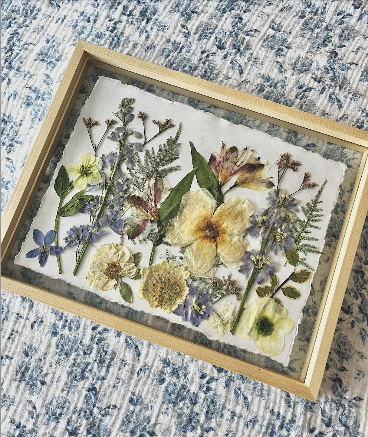 Pressed Preserved Bouquet Art Bridal Flowers Blue Garden Pink Michigan