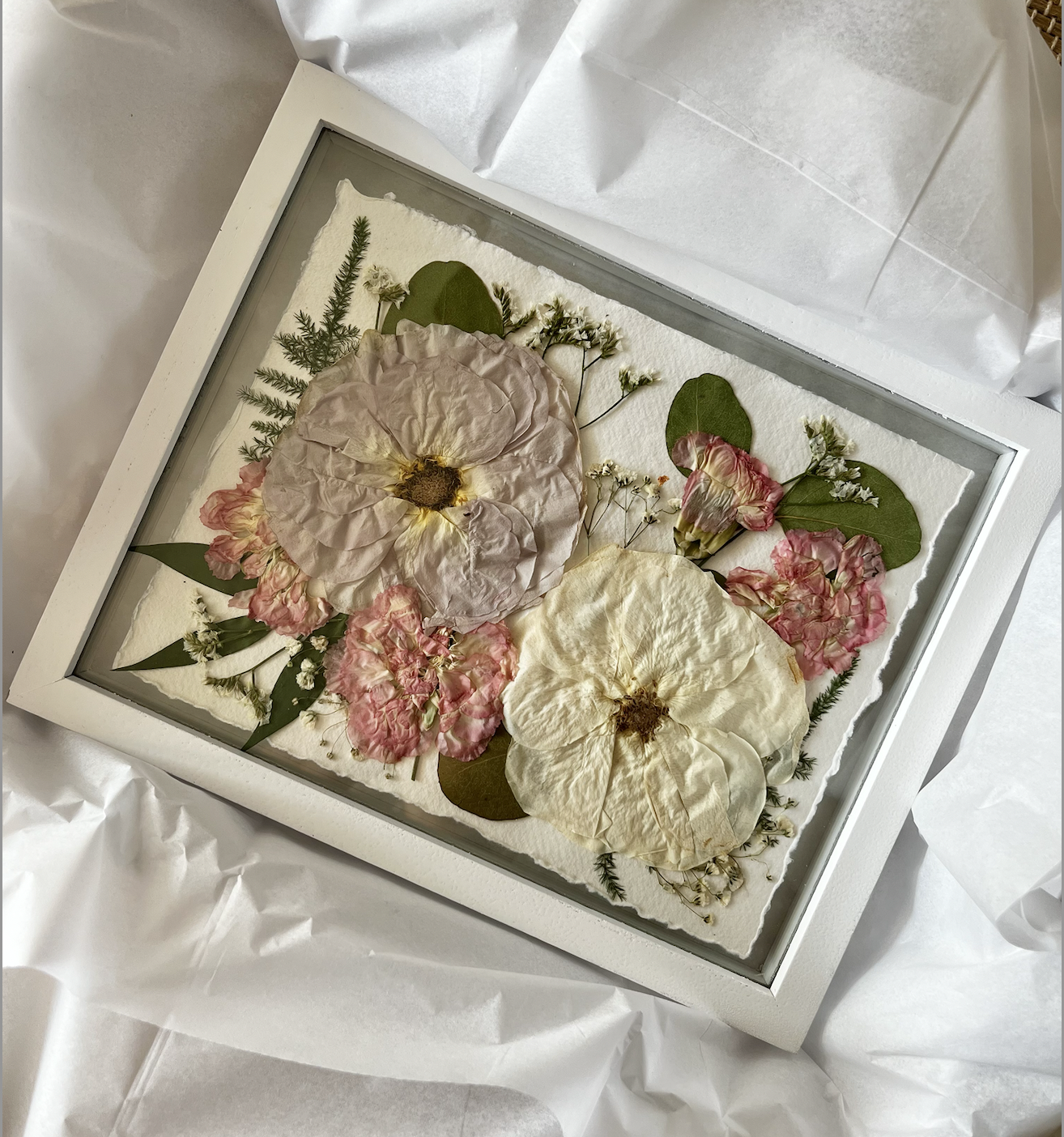 Pressed Preserved Bouquet Art Bridal Flowers Pink Michigan