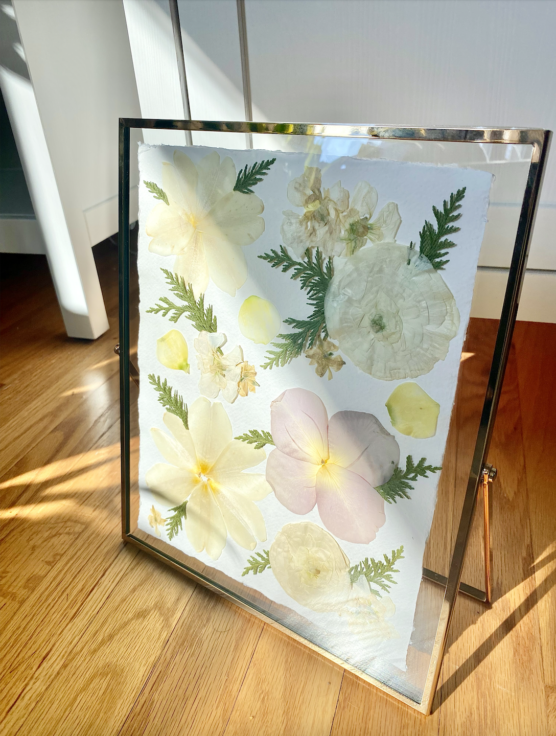 Pressed Preserved Bouquet Art Bridal Flowers Pink Winter White Michigan