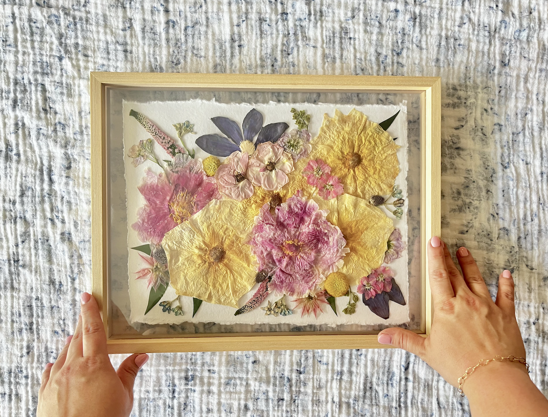 Pressed Preserved Bouquet Art Bridal Flowers Pink Michigan