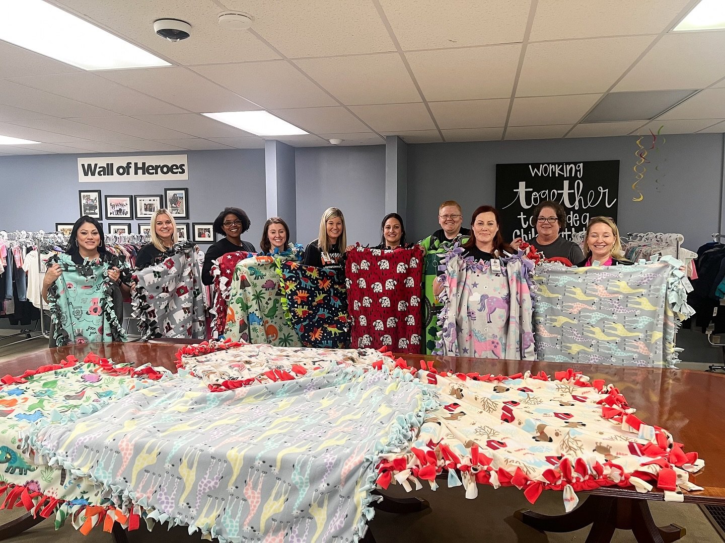 Thank you @unitedregional leadership for spending the afternoon with us!&nbsp;&nbsp;So many blankets completed to ensure every child who comes through our doors for the 1st time, leaves with a blanket of their own💙

We are so grateful for each perso