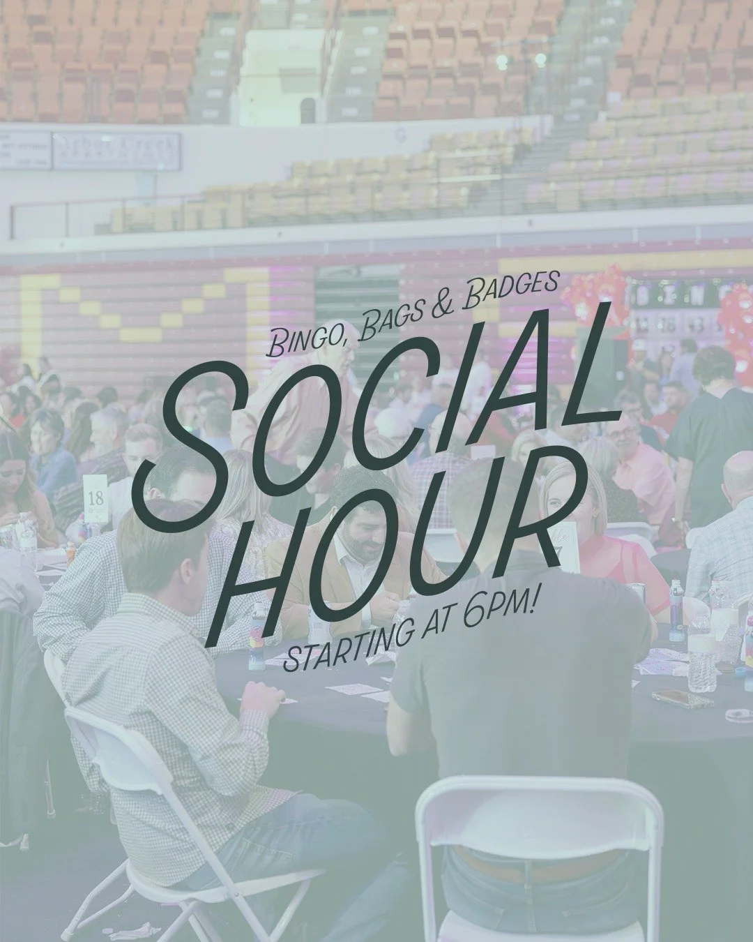 Did you know the doors at Bingo, Bags &amp; Badges open at 6pm?! Our Social Hour starts at 6pm and it's the perfect time to get checked in, have drinks, get food and hangout with other folks who are attending the event before the games actually start