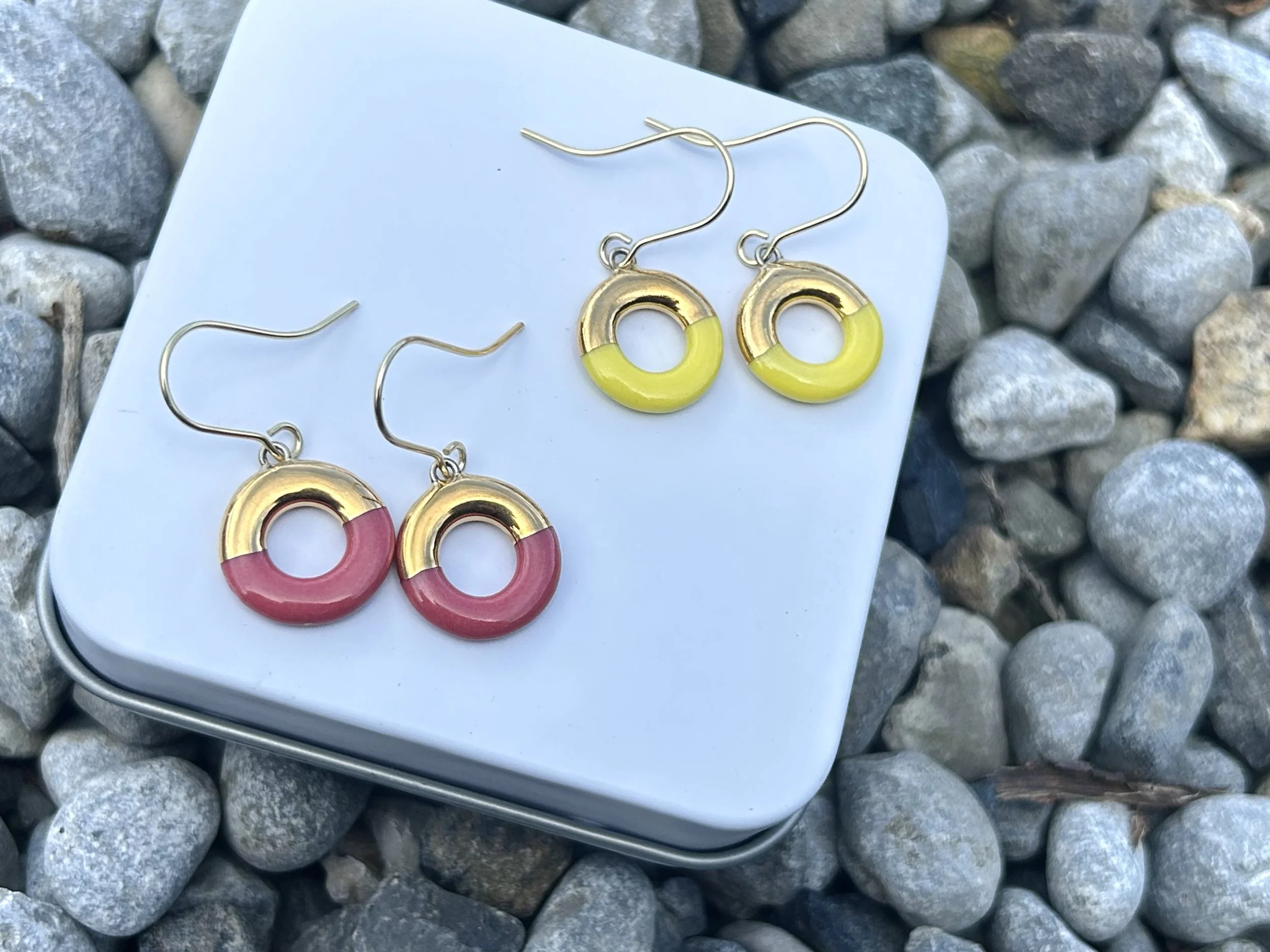 Porcelain earrings, porcelain hooks, gold earrings, dangle earrings, statement jewellery