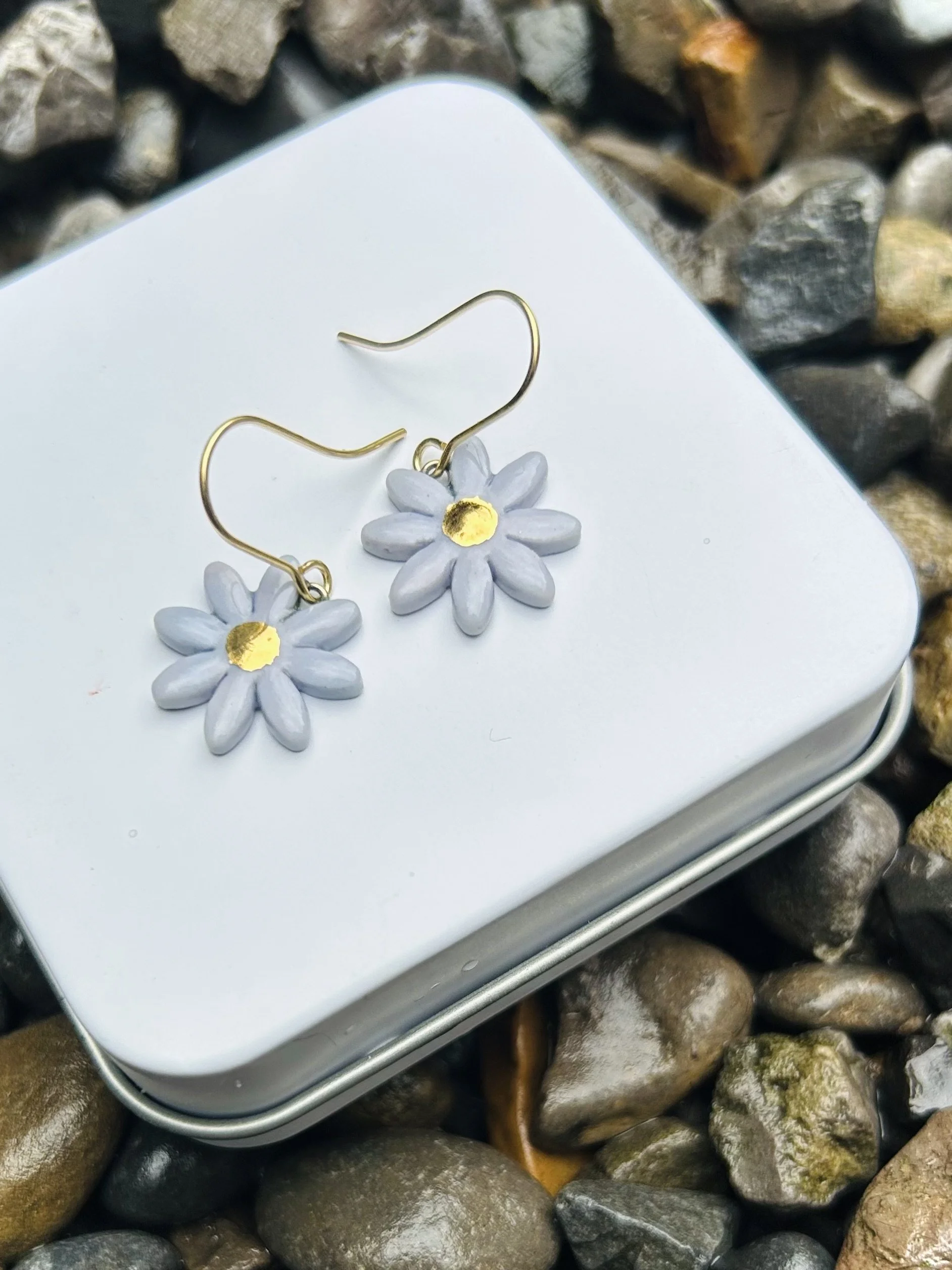 Daisy earrings, porcelain dangles, dangles, earrings, gift for her