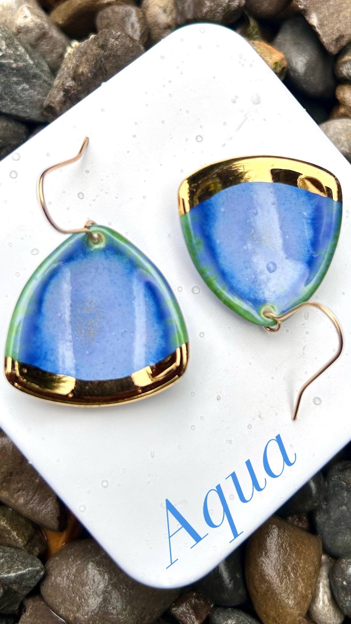 Porcelain earrings, porcelain hooks, gold earrings, dangle earrings, statement jewellery