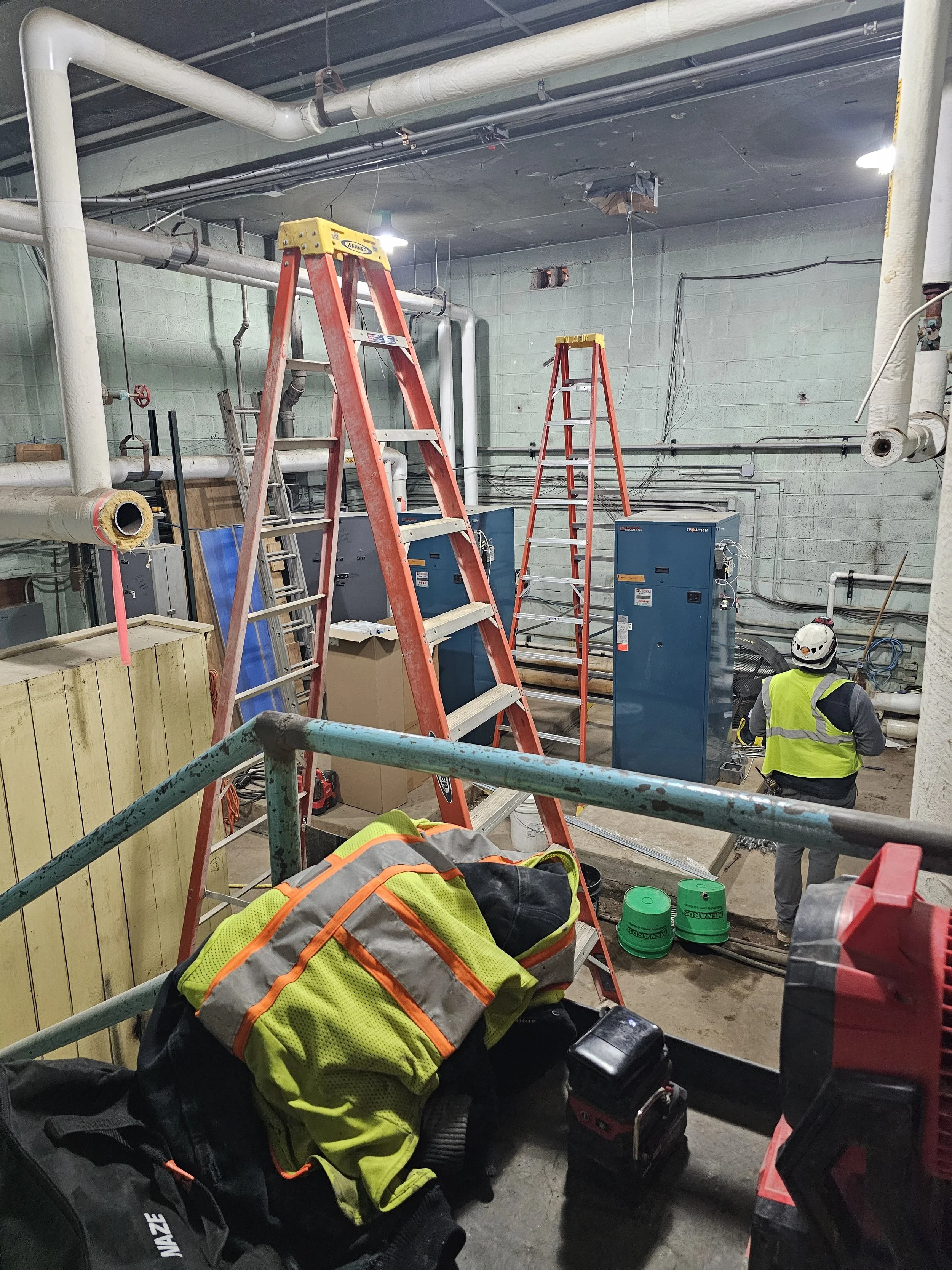 The electrical room in the old mapleview area is being looked at