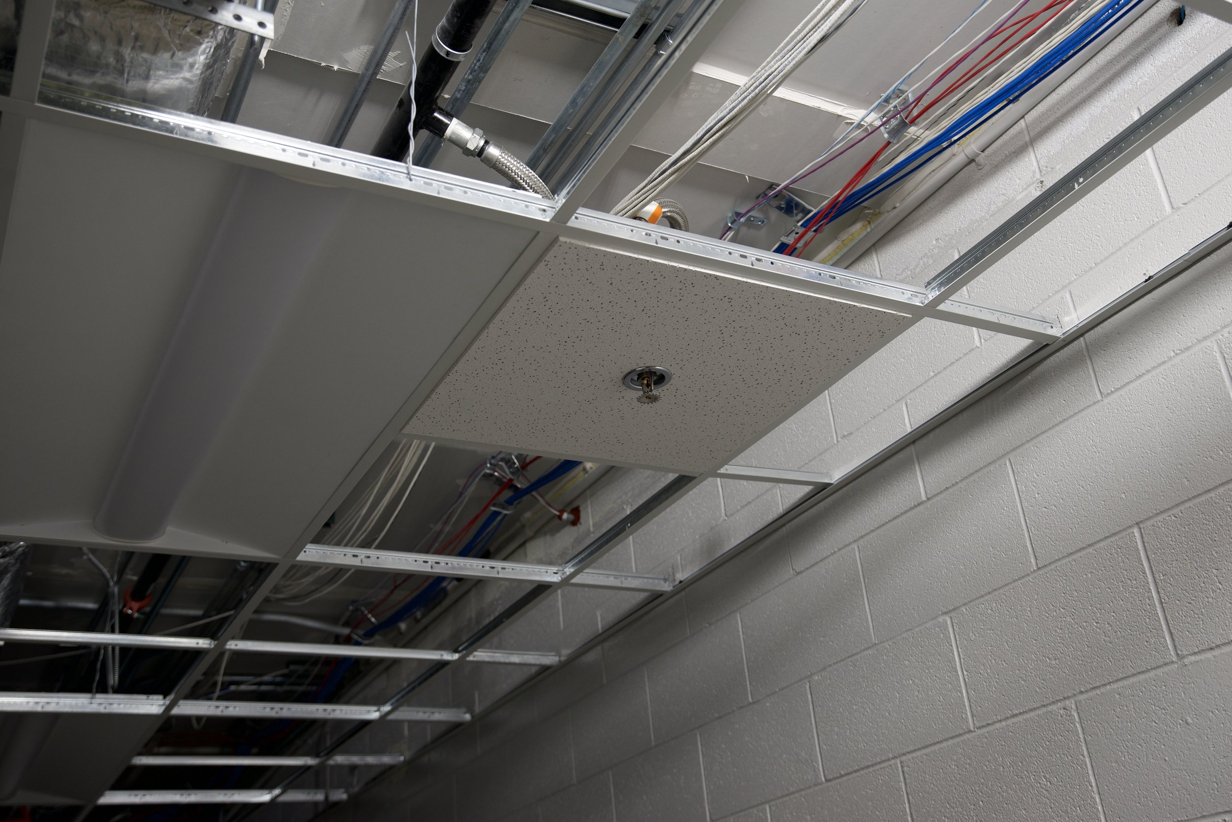 New fire suppression systems such as the sprinkler heads have been added 