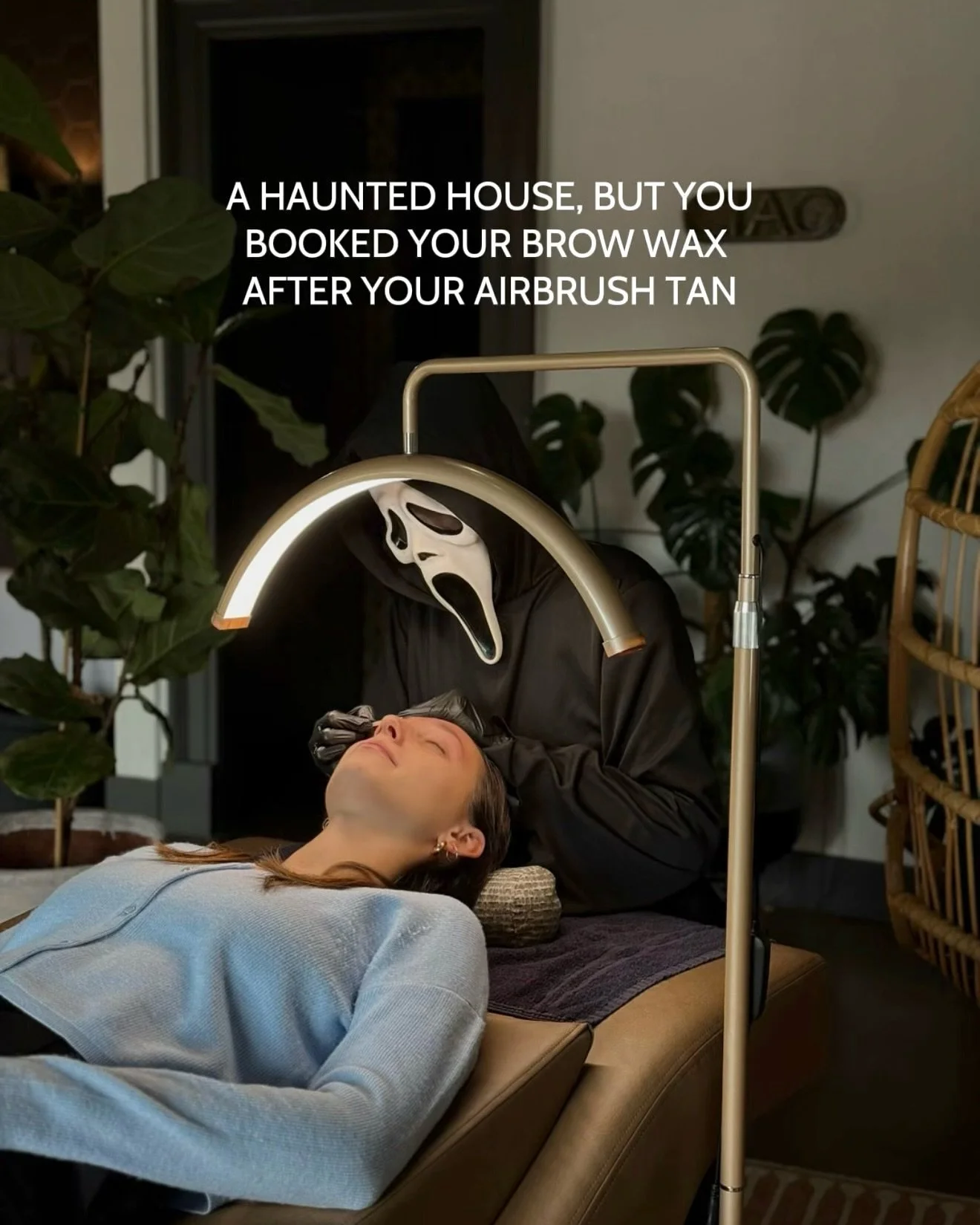 Good thing our studio isn&rsquo;t a haunted house. No scares here, just flawless tans, perfect brows, it-girl nails, + gorgeous hair ✨. Our artists make sure your only &ldquo;boo&rdquo; moment is how good you look after 👻.