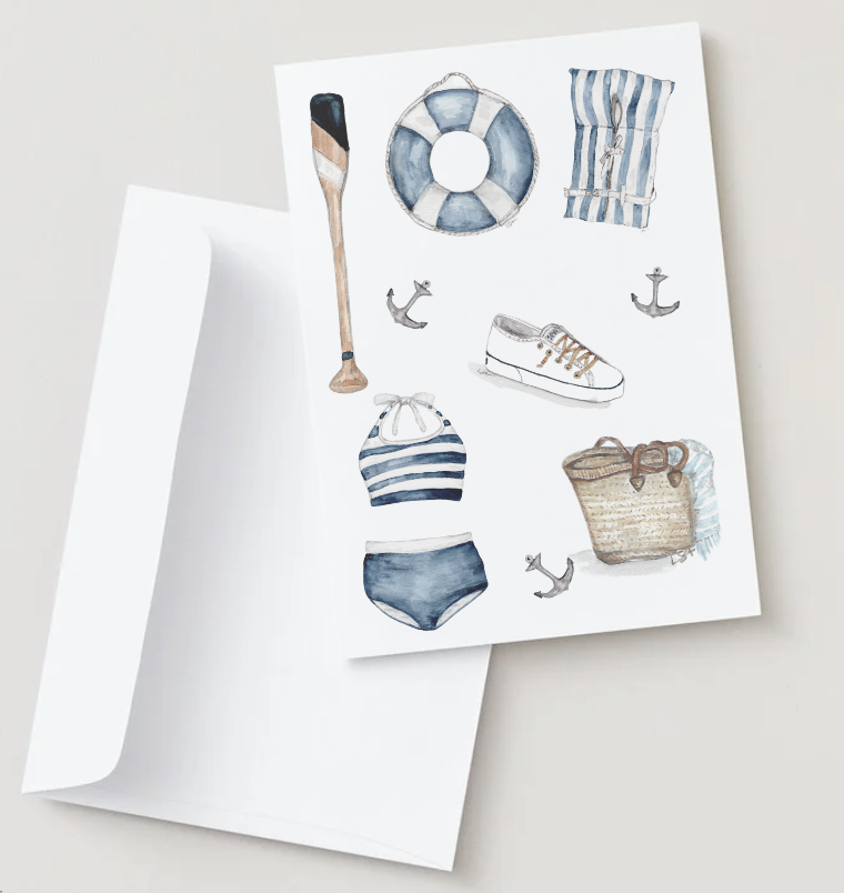 A little nauti watercolor illustrated notecard set