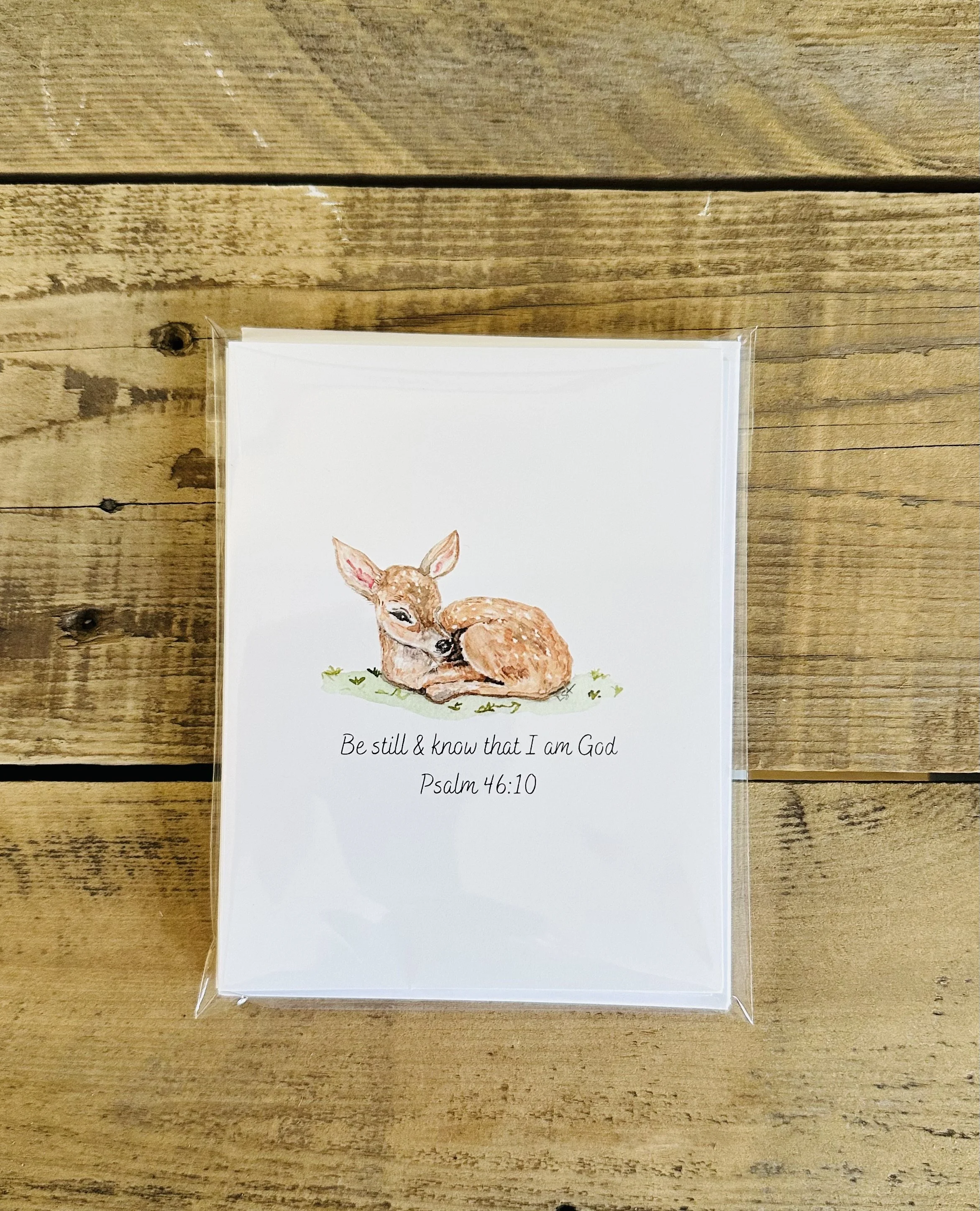 Scripture notecards set- watercolor illustrated Fawn -Psalm 46:10