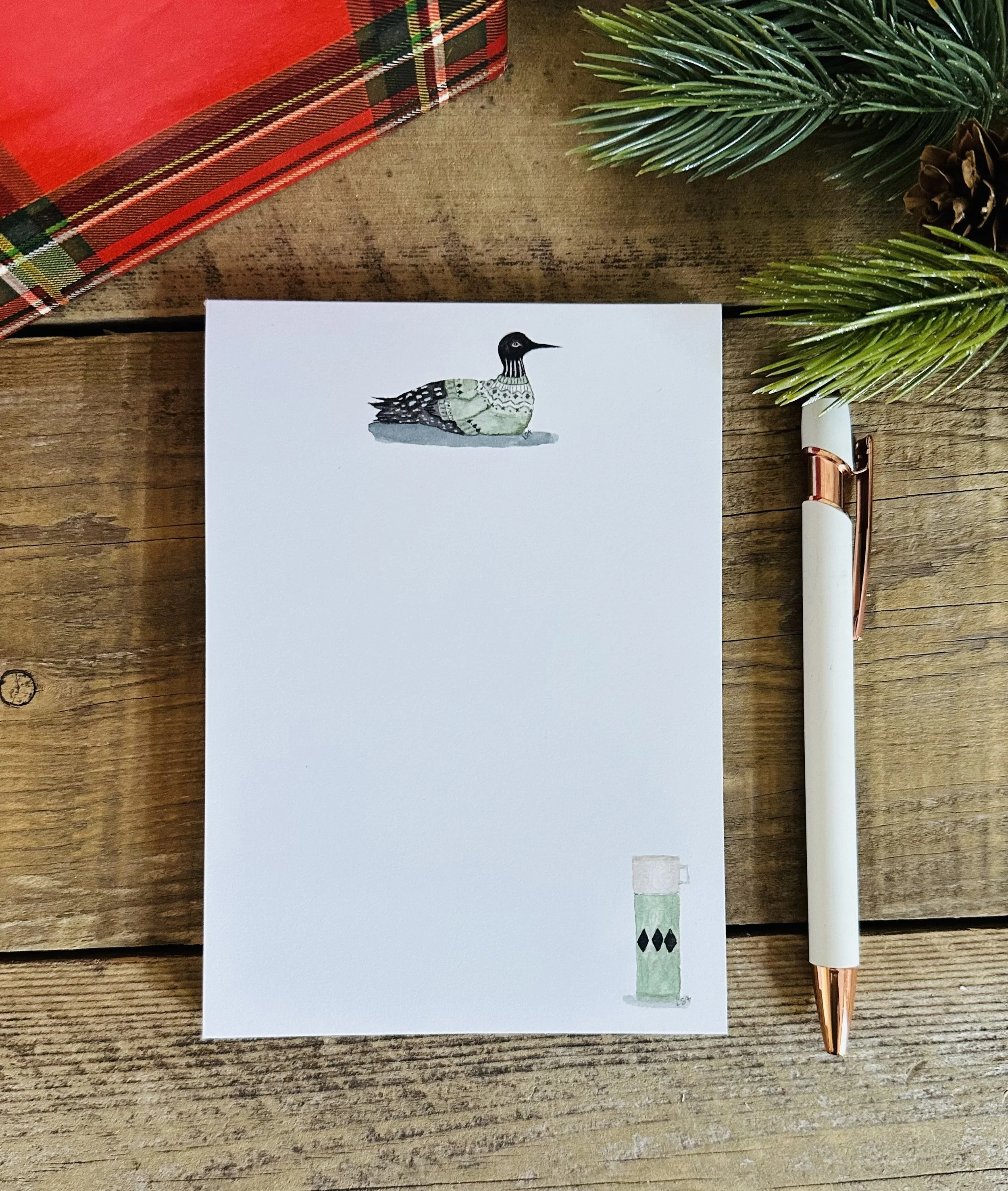 Sweater loon watercolor illustrated notepad