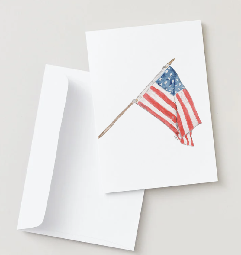 American Flag watercolor illustrated notecard set
