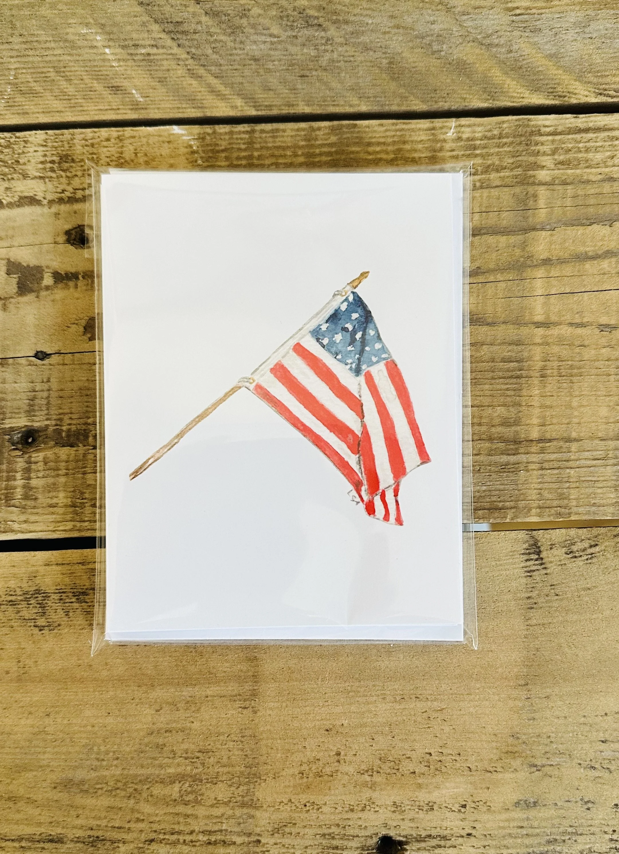 American Flag watercolor illustrated notecard set