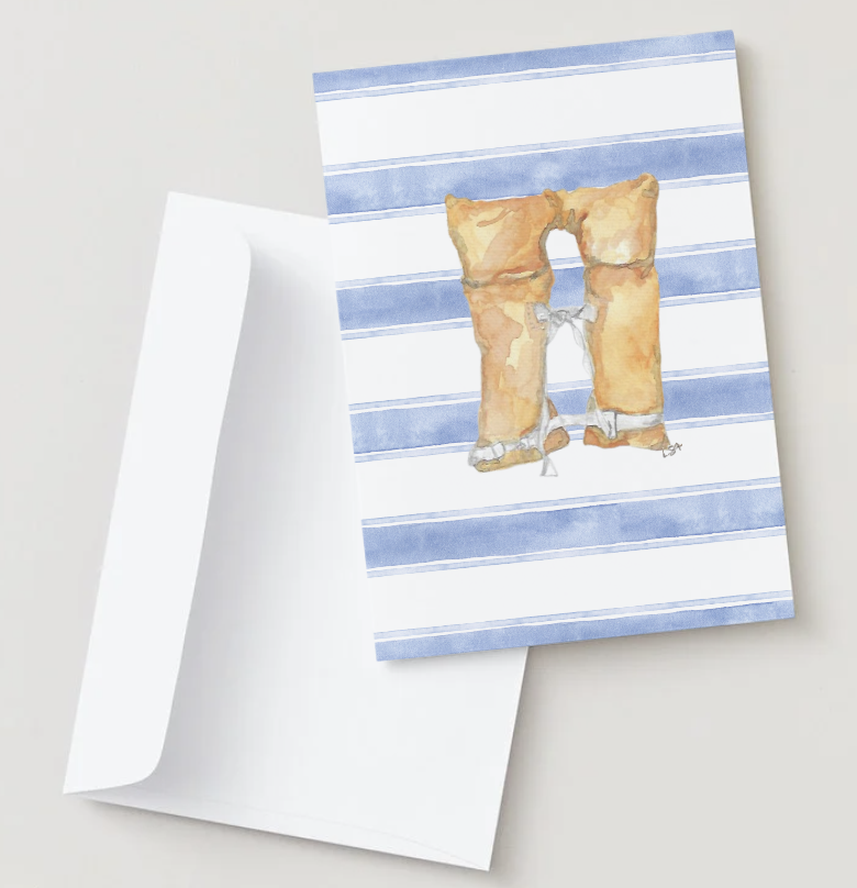 Orange life vest watercolor illustrated notecard set