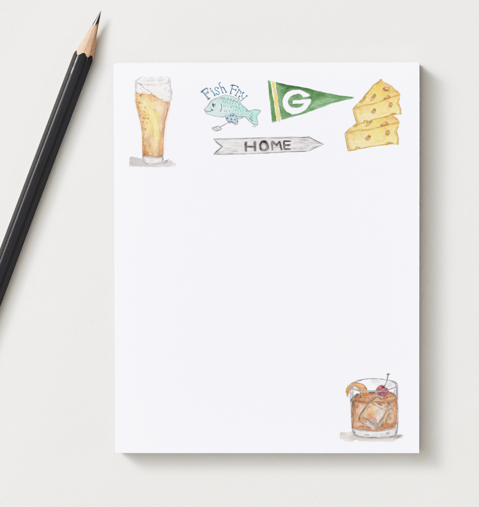 Wisconsin watercolor illustrated notepad