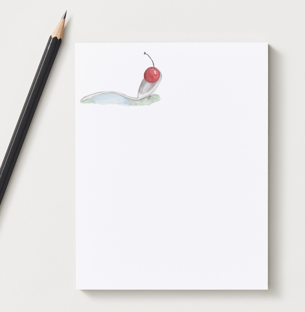 Spoon & Cherry watercolor illustrated notepad