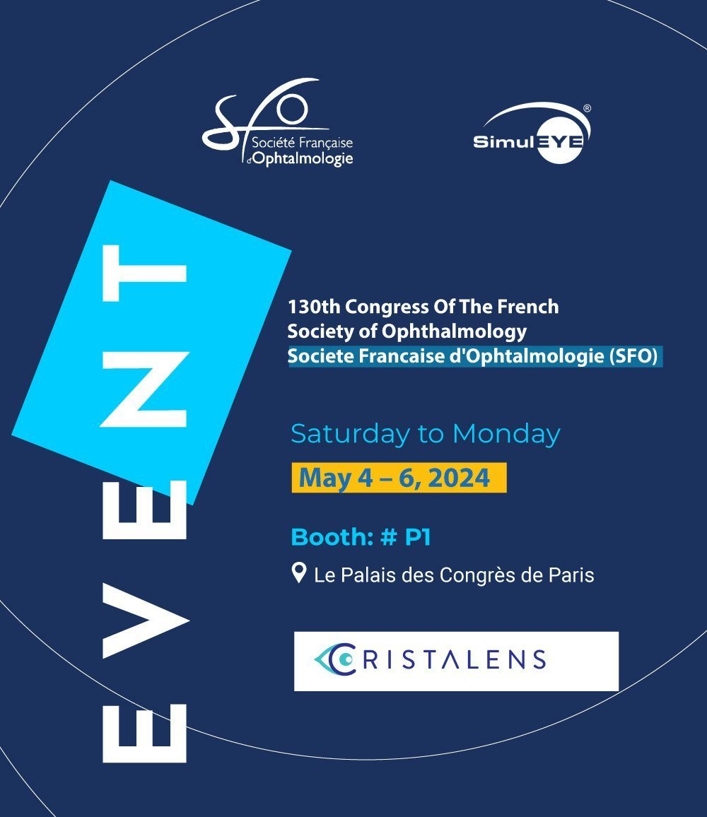 There's no better way to kick off May than a trip to Paris for #SFO2024! 

We would like to invite you to visit Cristalens booth #P1 this weekend. This presents an excellent opportunity to explore our latest products and have a sneak peek of our late