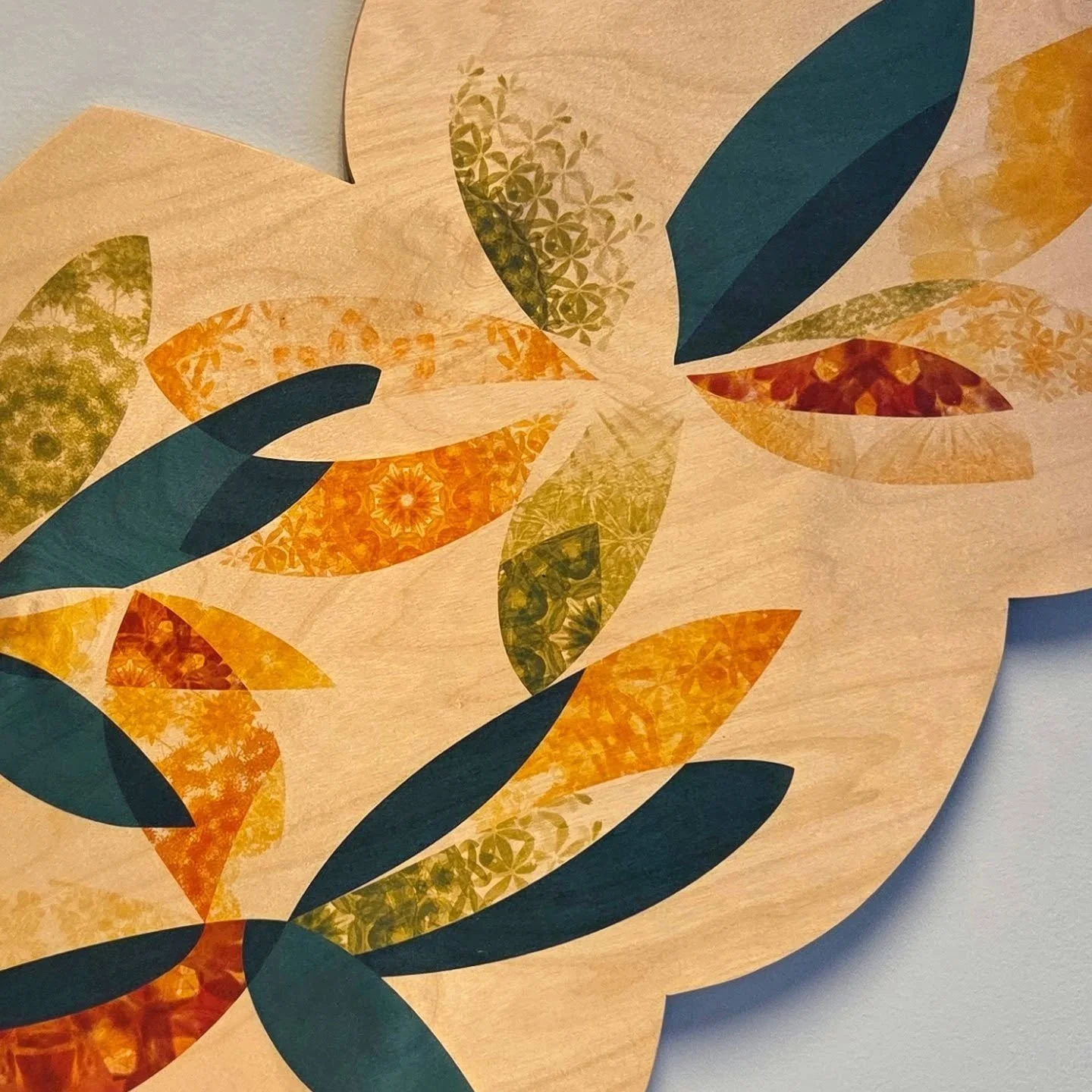 I love the effect of direct printing patterns on maple and how the warmth of the wood comes through! I created tests for a potential project using patterns made from my own nature photography. While I ended up not being selected to move forward, the 