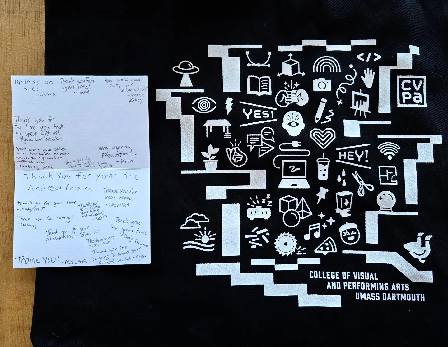 Thank you to @ziddimsangi and @yoonsoolee for this thoughtful gift and to the students for their kind words! I love meeting with @gd_cvpa_umassd students every year to talk about design careers and reviewing portfolios. Thanks again for having me!
@u