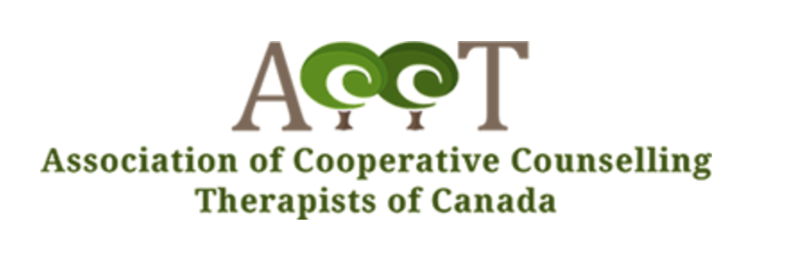 Logo of the Association of Cooperative Counselling Therapists of Canada, featuring the acronym ACCT with green swirl design elements.