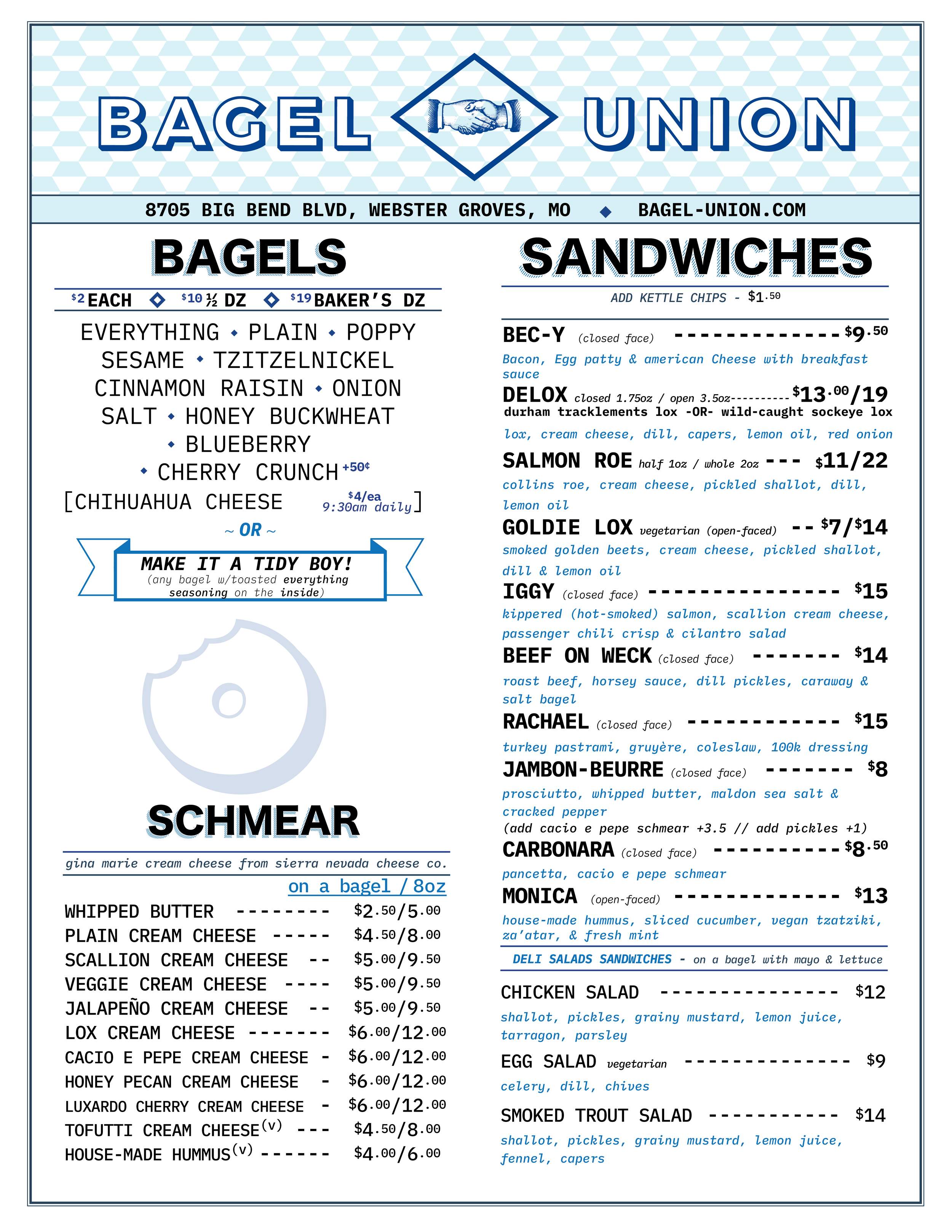 Menu — Bagel Union