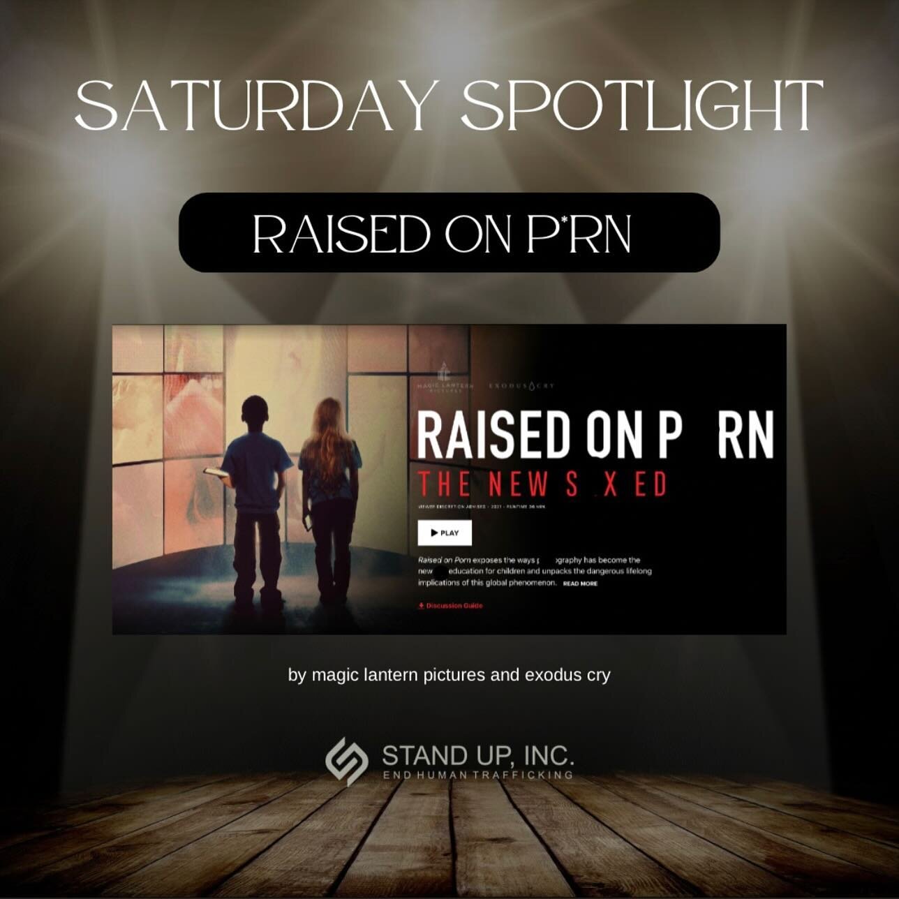 For our Saturday Spotlight, we wanted to spotlight Raised On P*rn. This series is presented in a film and book format and both are phenomenal at shedding light into the impact that the p*rn industry is having on our culture as a whole. 

It&rsquo;s n