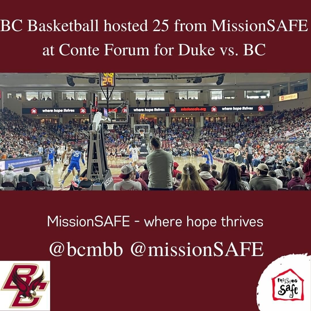 @StateElectric opens the door for 25 @MissionSAFE youth/staff to attend the Duke v BC hoops game in January 2023.

Special shout out to @bcmbb for a great game.

Notice the ring around the arena shouting out MissionSAFE.org and the tag line where hop