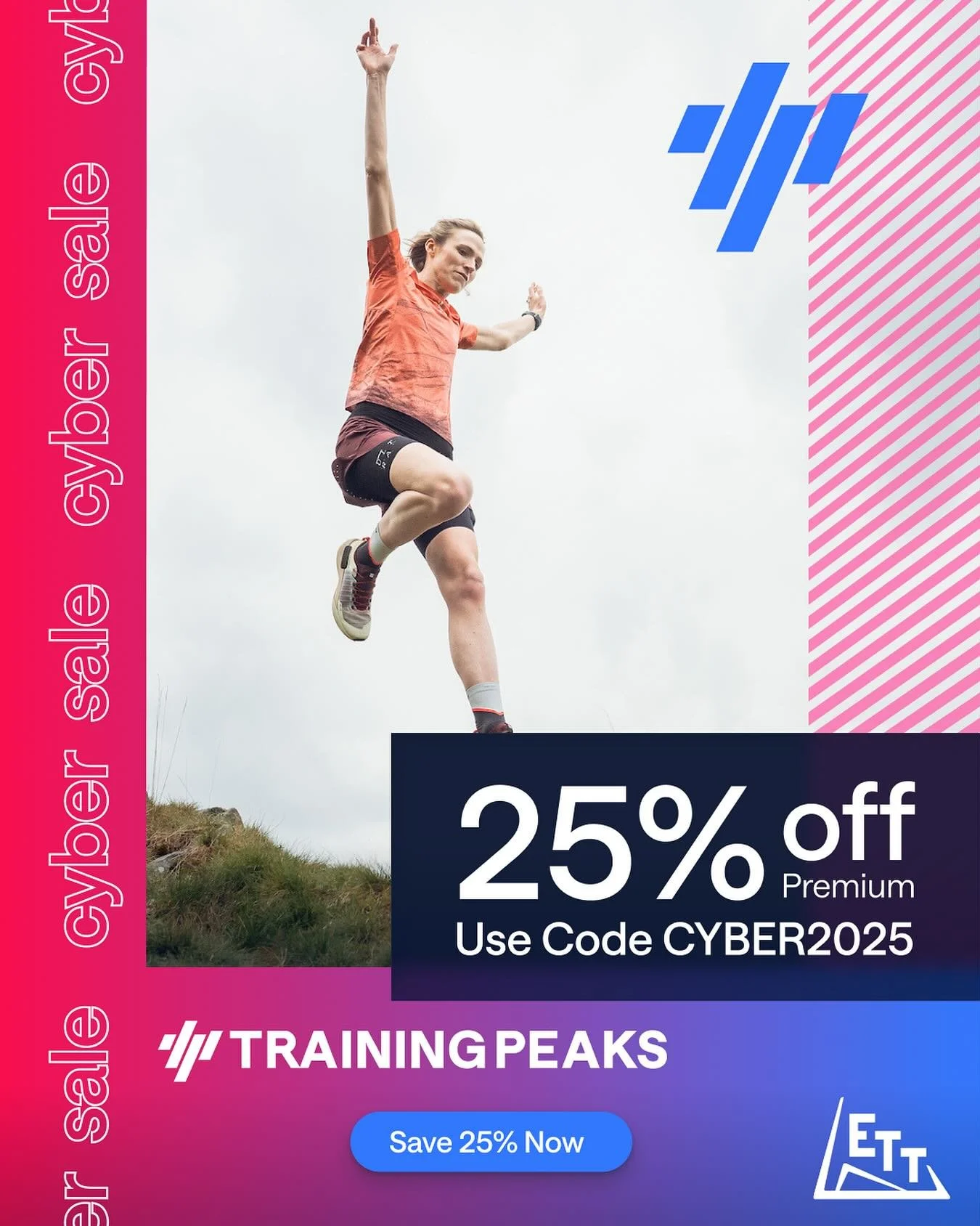 TrainingPeaks Cyber Deal is Live!

We&rsquo;re pleased to share a fantastic deal for an annual Premium subscription with our Performance Partner, TrainingPeaks.

Use code CYBER2025 to get 25% when you click on the link in our story &amp; highlights.
