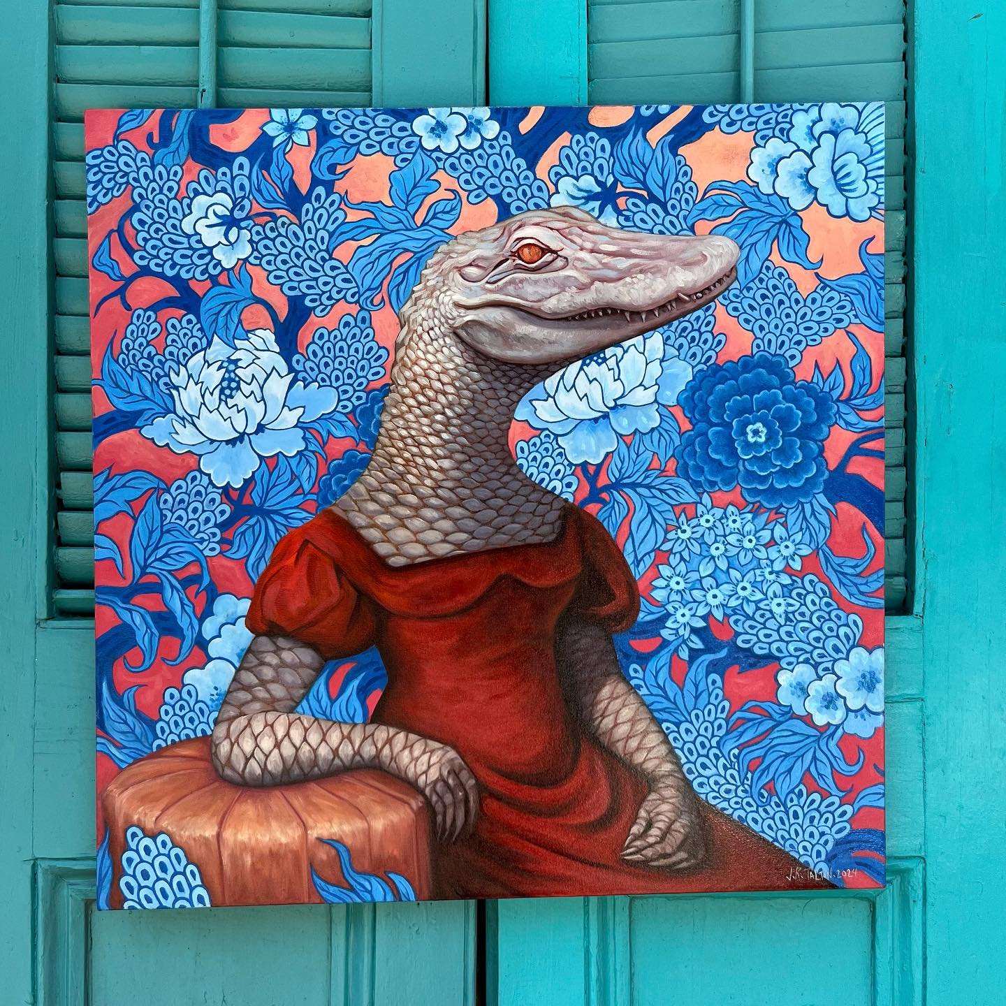 Rosamond 🌹 Class and grace in every scale 🐊 ✨ 

#oilpainting #art #artoftheday #neworleans #nolaart #fineart #artcollector #nolaartgallery #jazzfest2024 #zootodo2024 #gatorpainting #ladygator #janetaltonart #uniongallerynola