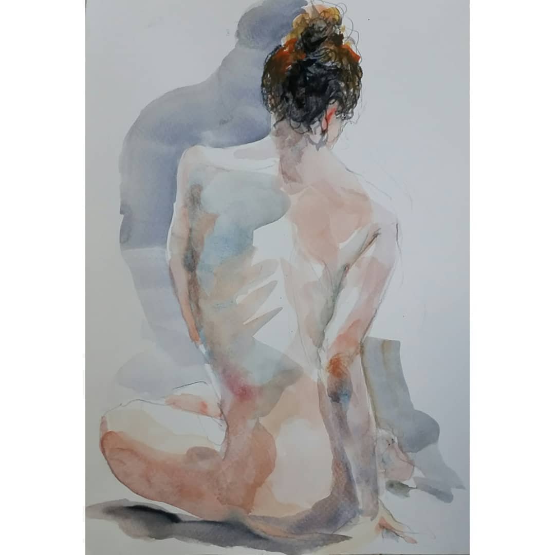 Rebecca #watercolour #sketching #bodyculture #contemporaryart #livemodels #painting