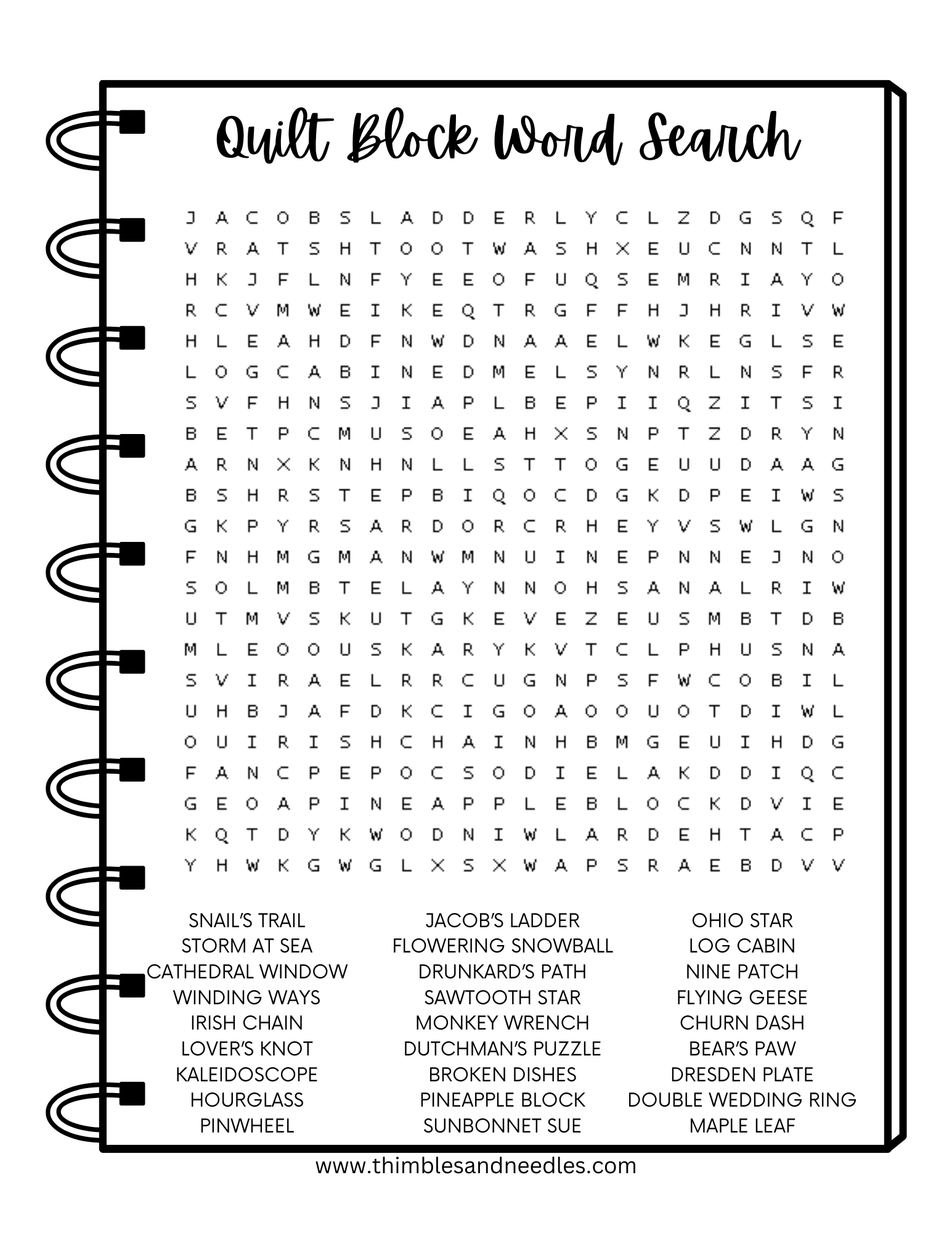 Quilting Terms Word Scramble Printable — Thimblesandneedles