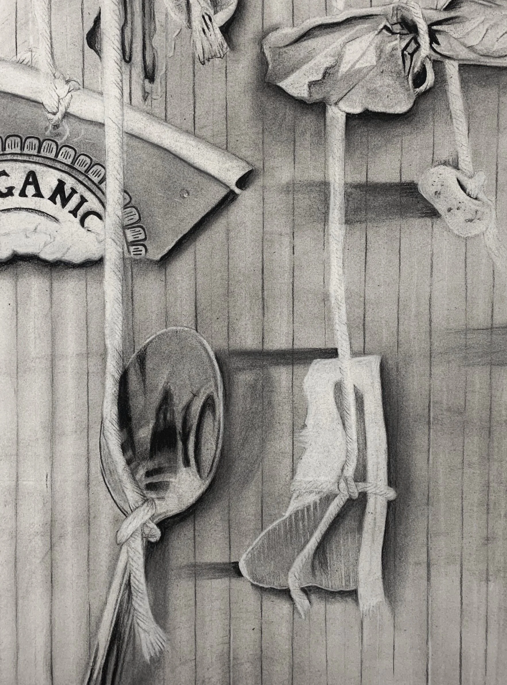 Hanging still life: Focus on reflections and layers