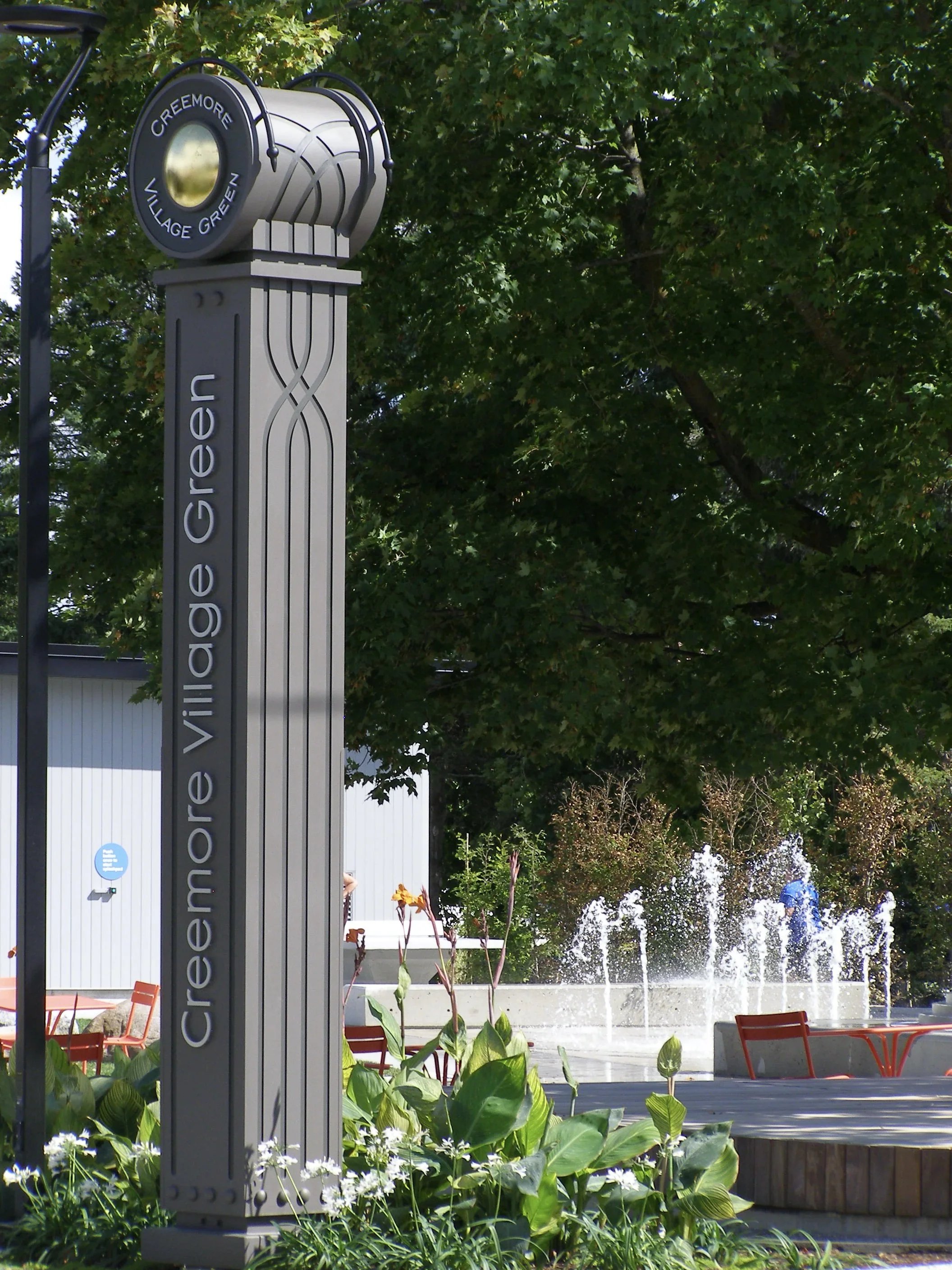 Sculptural village landmark celebrating the heritage and identity of Creemore, Ontario.