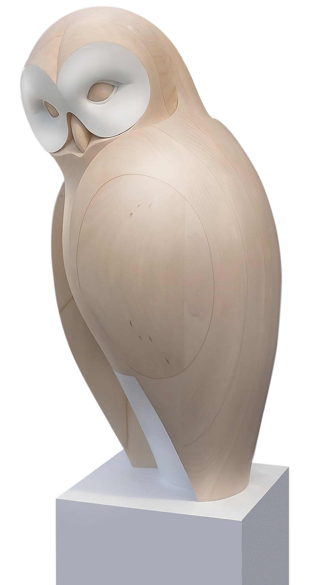 Hand-carved basswood owl sculpture titled Quiet Vigil.