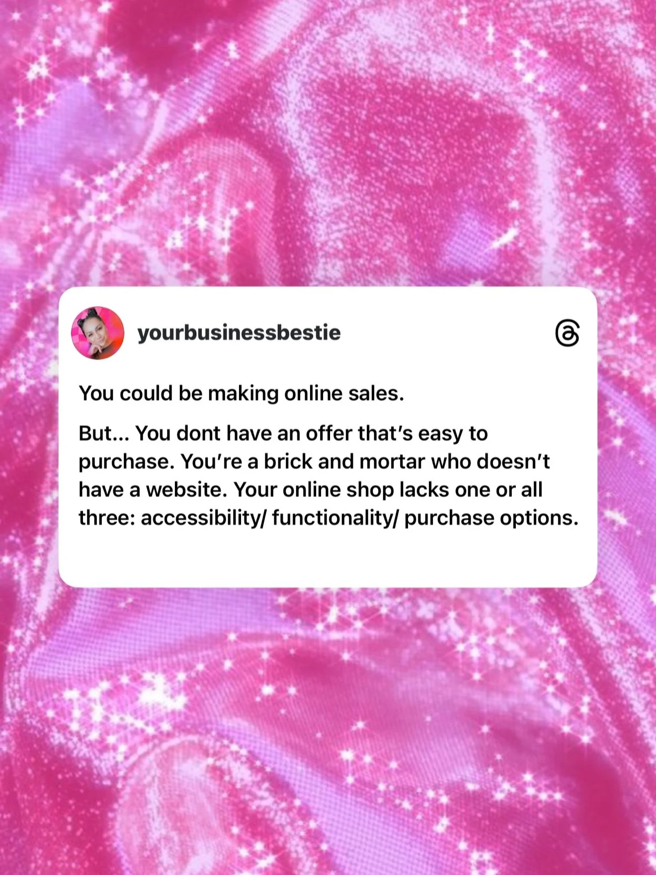 You could be killing it online. 
Like, right now. But instead&hellip;

You don&rsquo;t have an offer that&rsquo;s easy to buy. You&rsquo;re a brick-and-mortar with no website (aka: &ldquo;just DM us&rdquo; in 2026 😬). Your online shop exists&hellip;