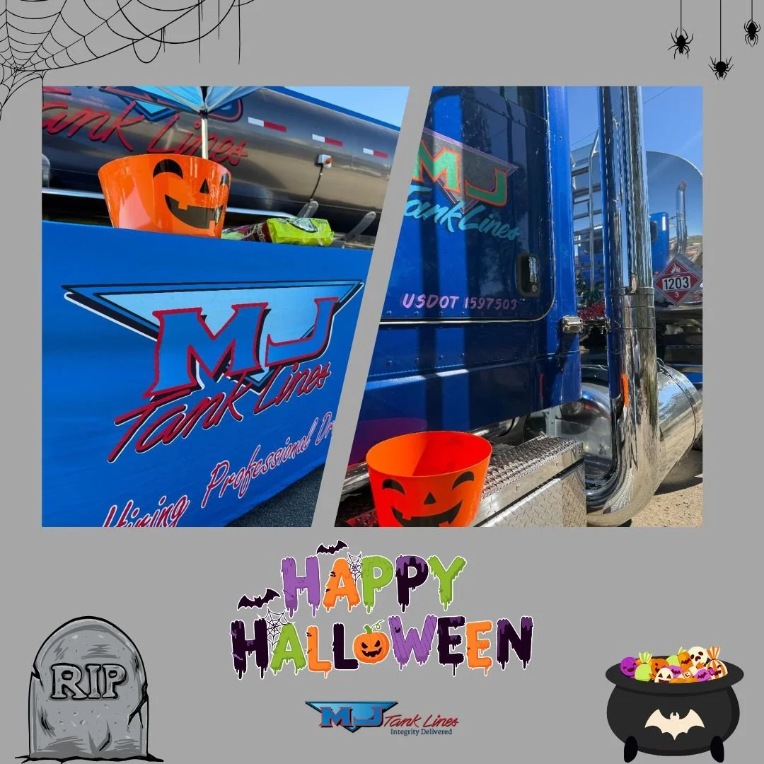 No tricks - just tankers! 🎃💀👻

At MJ Tank Lines, we&rsquo;re delivering the real treat this Halloween: safety, reliability, and top-tier service across California.⛽

#HappyHalloween #MJTankLines #FuelingFrights #TankerTrickOrTreat